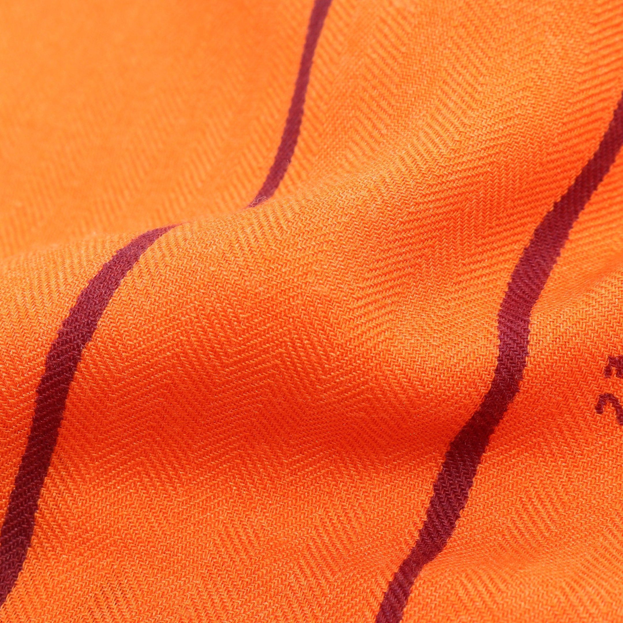 Hermes Hermes Brides Ds Gala Shawl Cashmere Silk Orange Multicolor Size ONE SIZE - 8 Thumbnail