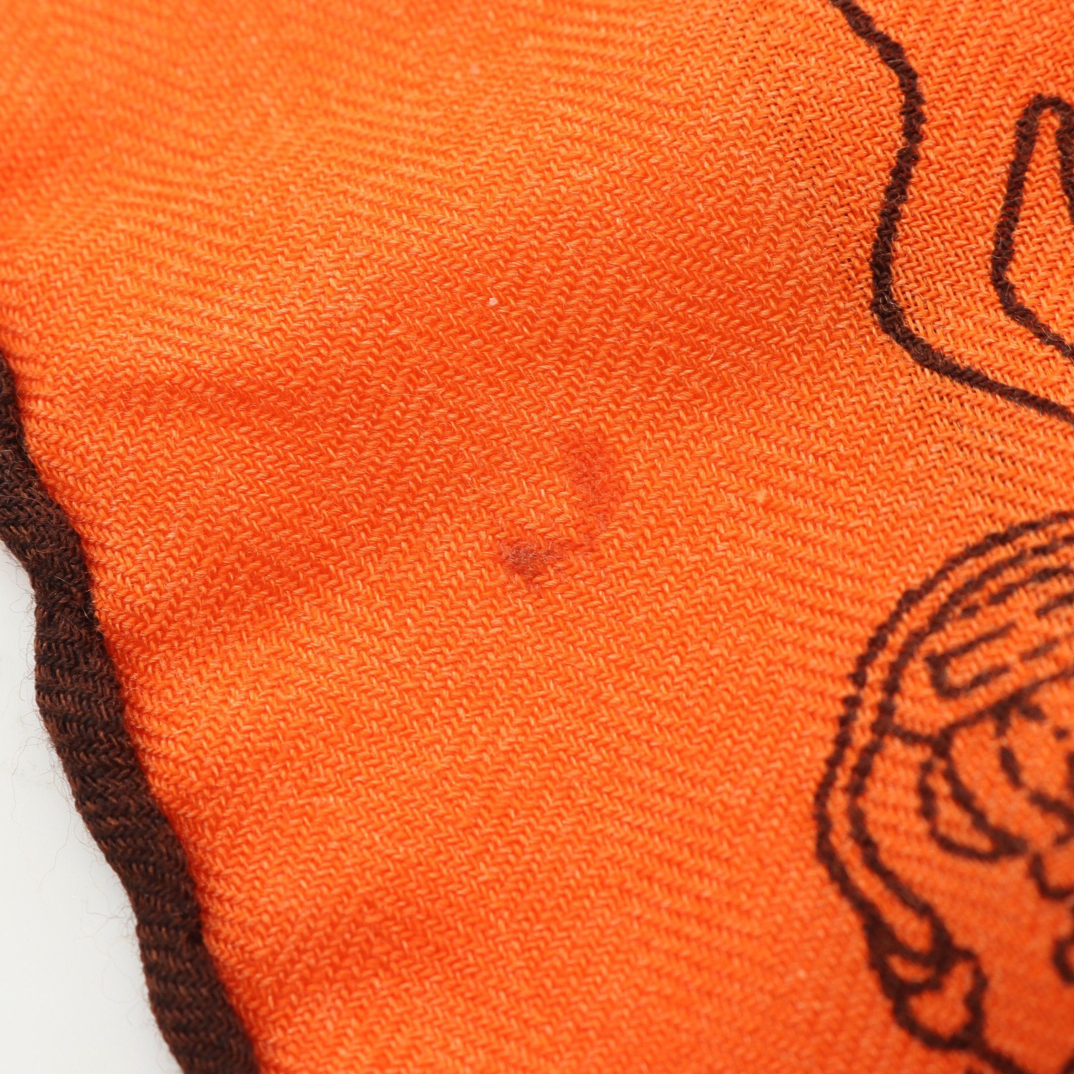 Hermes Hermes Brides Ds Gala Shawl Cashmere Silk Orange Multicolor Size ONE SIZE - 5 Thumbnail