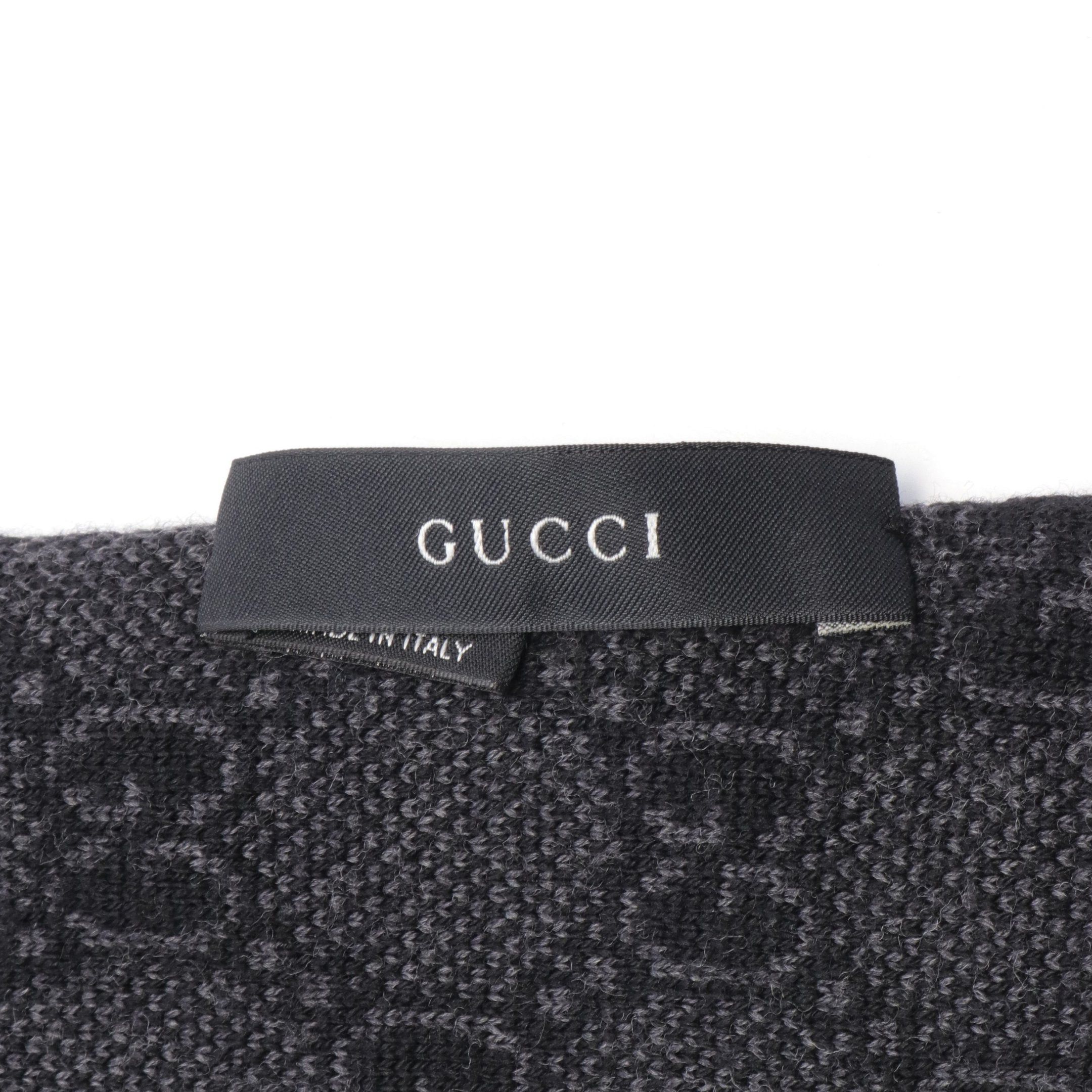 Gucci Gucci Gg Pattern Scarf Wool Black Gray Size ONE SIZE - 2 Thumbnail