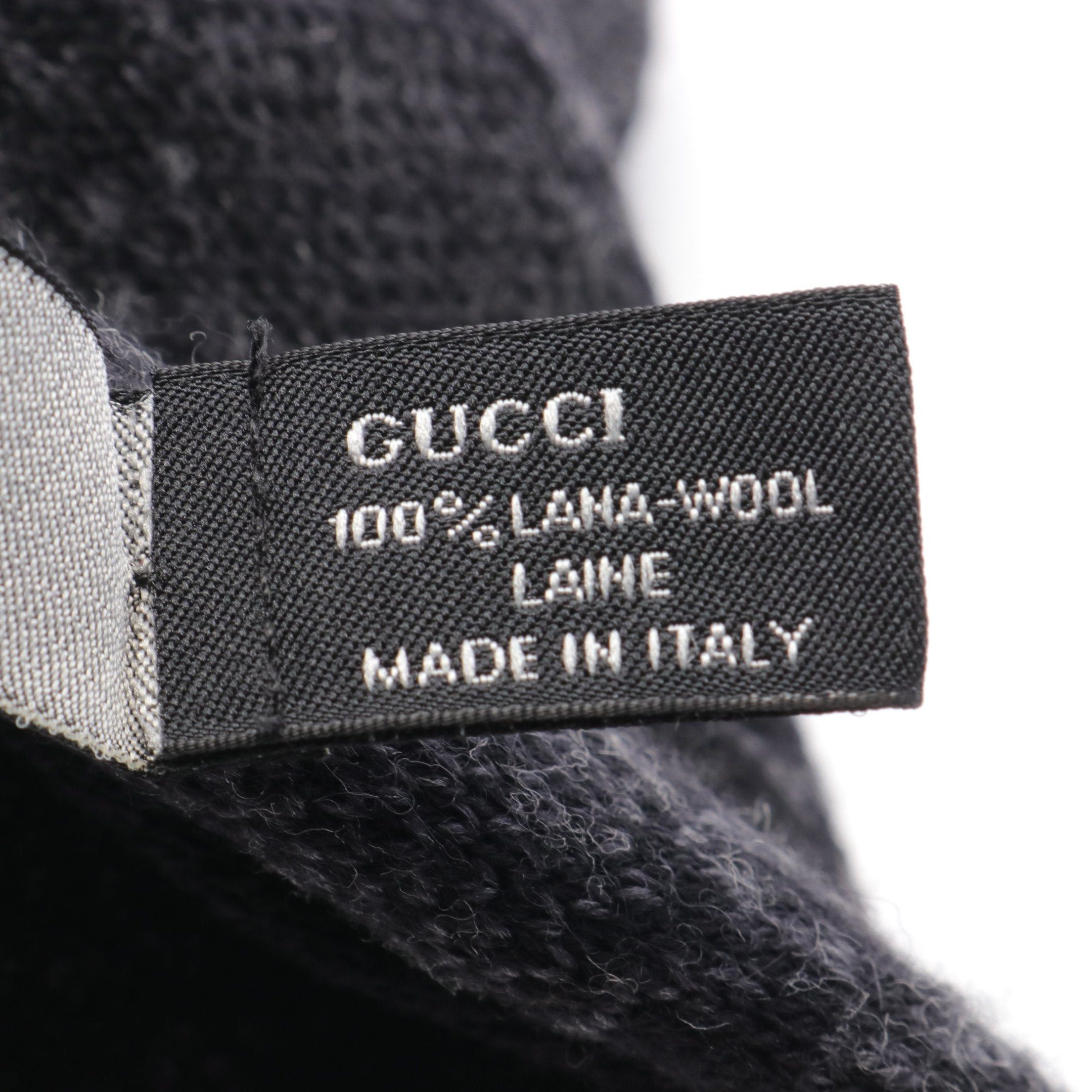 Gucci Gucci Gg Pattern Scarf Wool Black Gray Size ONE SIZE - 3 Thumbnail
