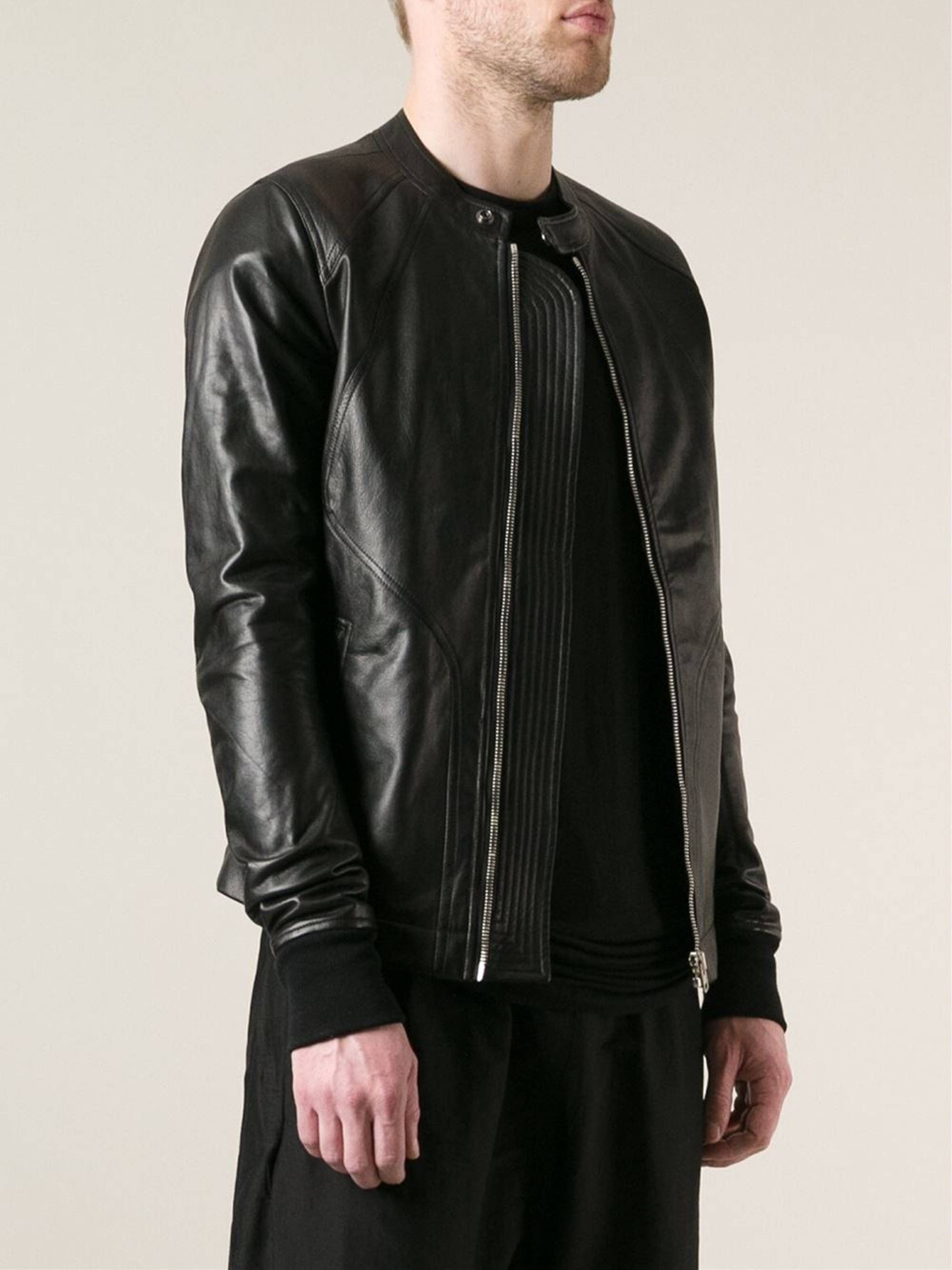Rick Owens Intarsia Leather Jacket (calf leather) - Final Price
