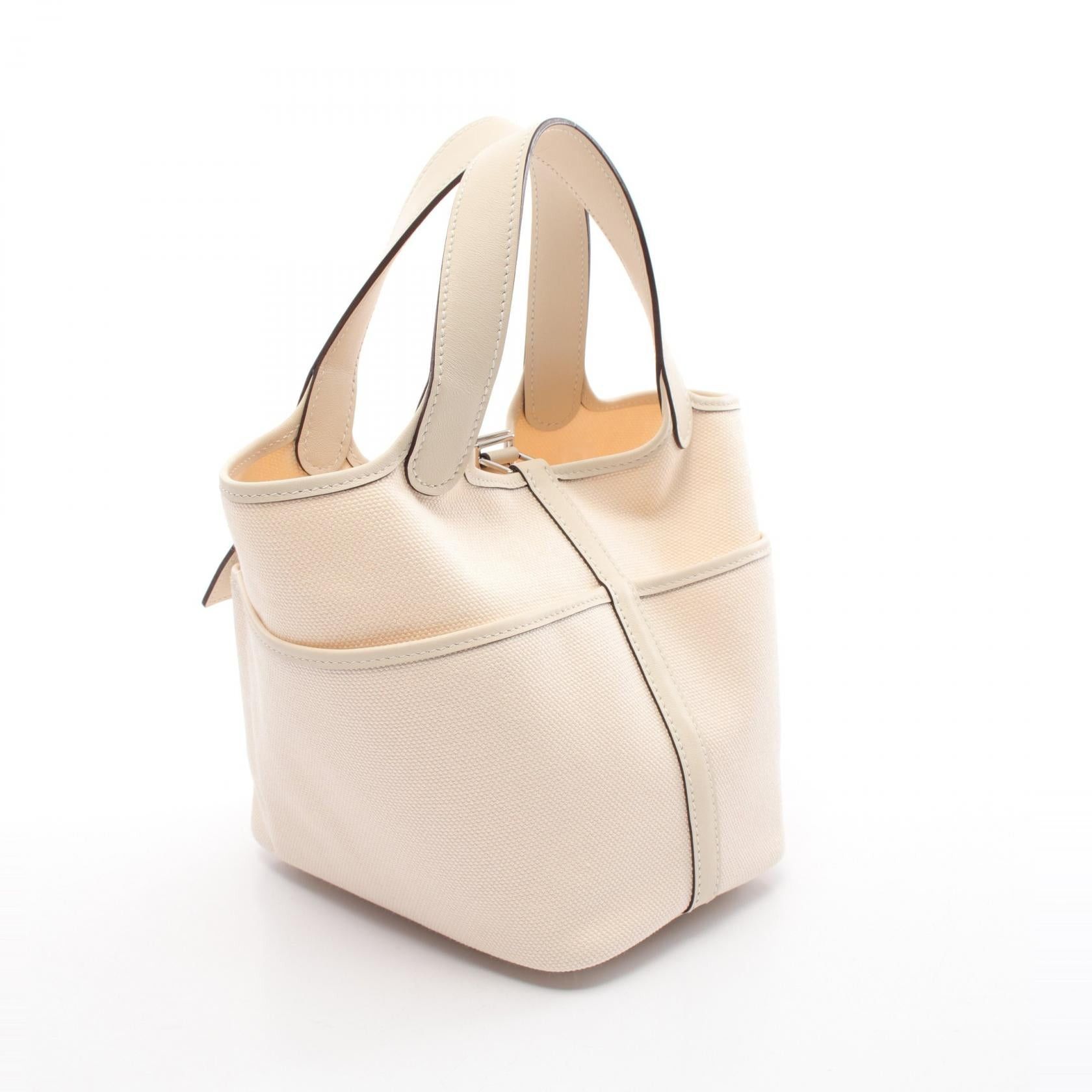 Hermes Hermes Picotan Lock Pocket Pm Ecru Nata Handbag Toile Goeland Veau Swift Ivory Silver Hardware U Stamp Size ONE SIZE - 2 Thumbnail