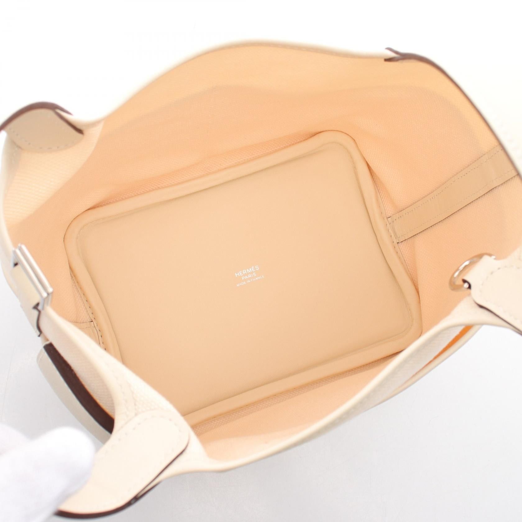 Hermes Hermes Picotan Lock Pocket Pm Ecru Nata Handbag Toile Goeland Veau Swift Ivory Silver Hardware U Stamp Size ONE SIZE - 3 Thumbnail