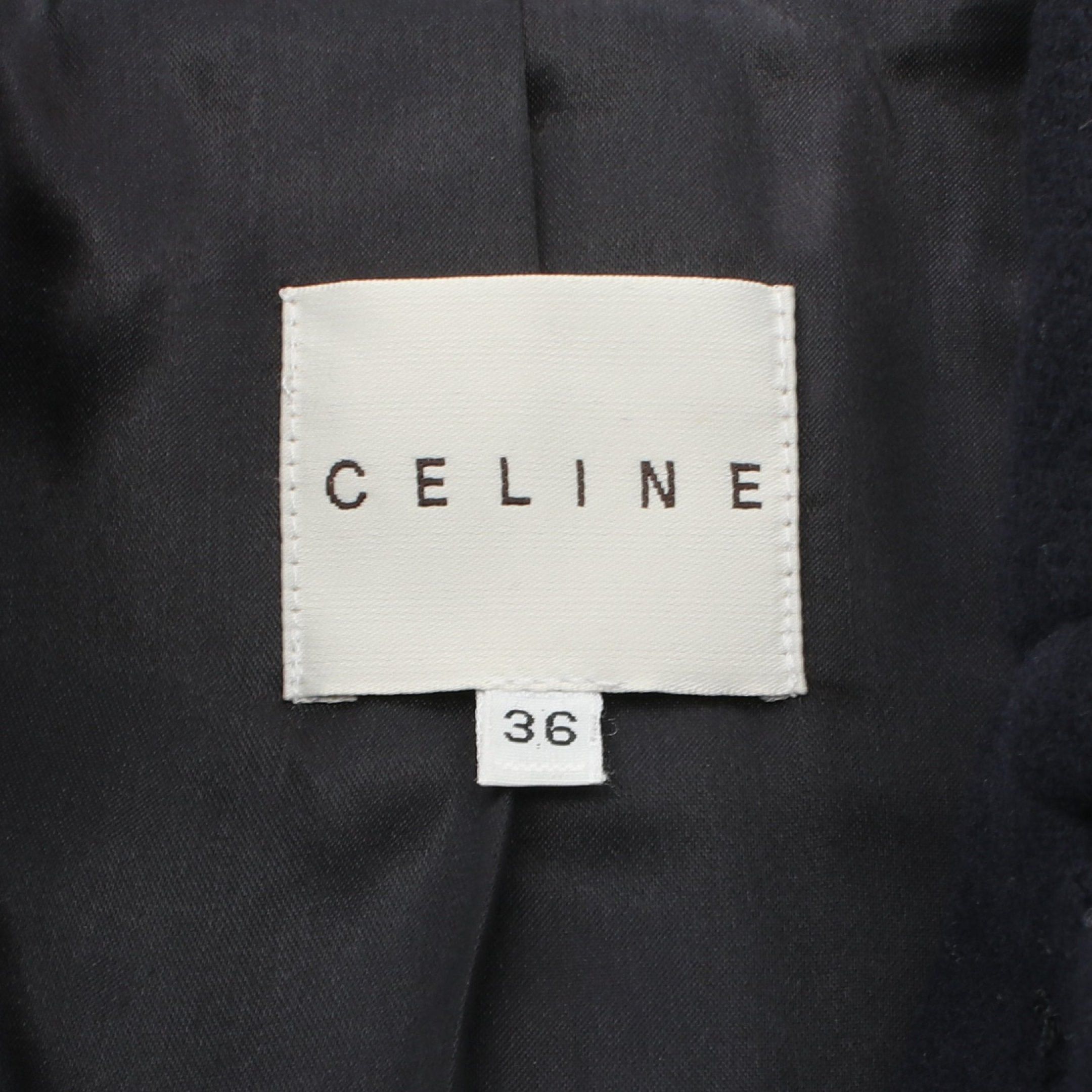 Celine Celine Convertible Collar Coat Wool Navy Size ONE SIZE - 3 Thumbnail