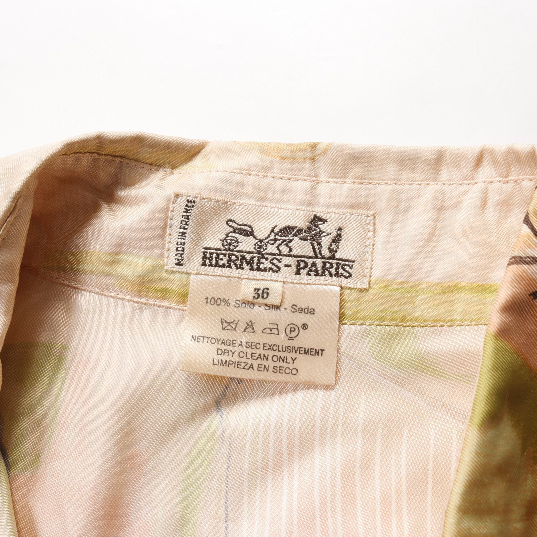 Hermes Hermes Concerto Shirt Silk Beige Multicolor Size ONE SIZE - 3 Thumbnail