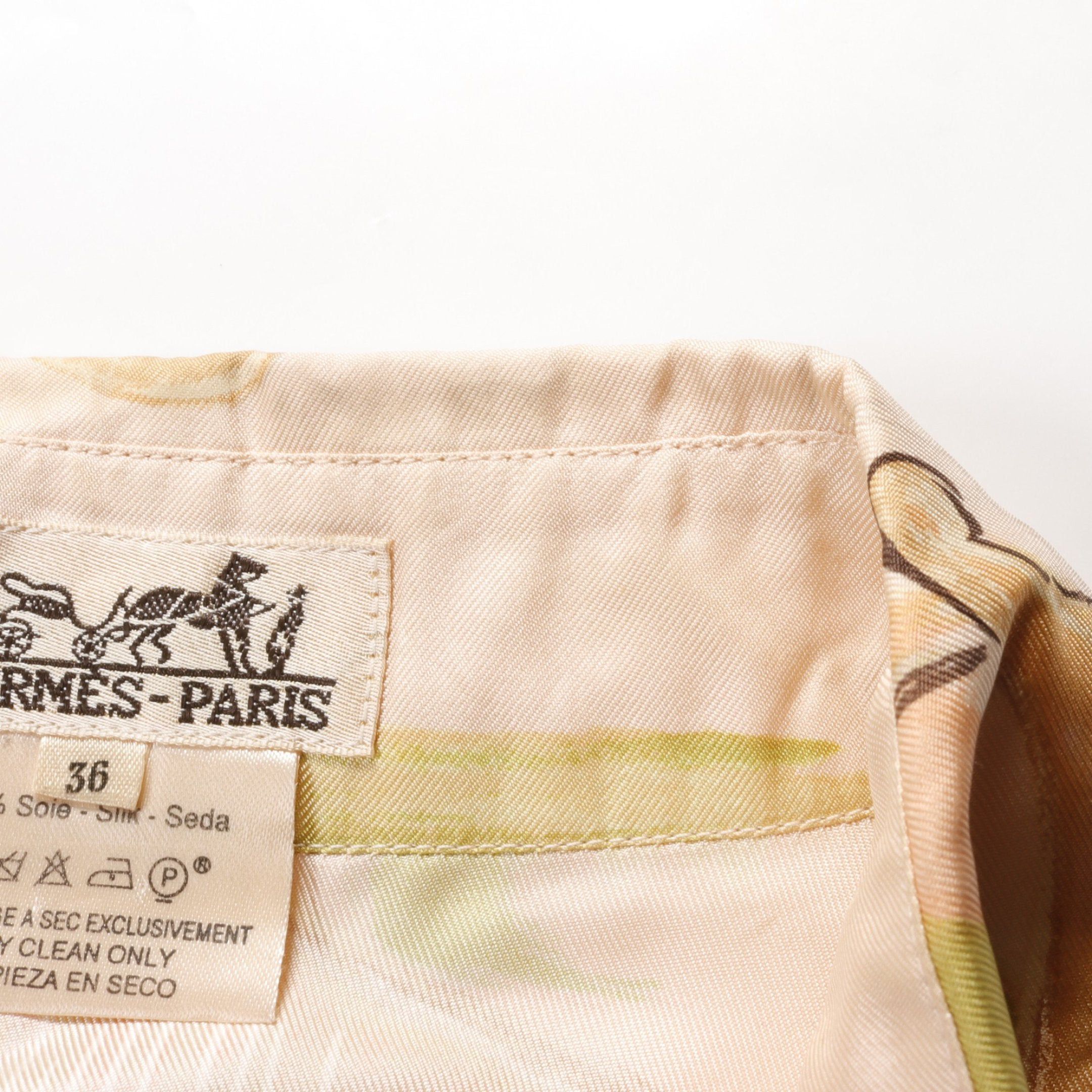 Hermes Hermes Concerto Shirt Silk Beige Multicolor Size ONE SIZE - 6 Thumbnail