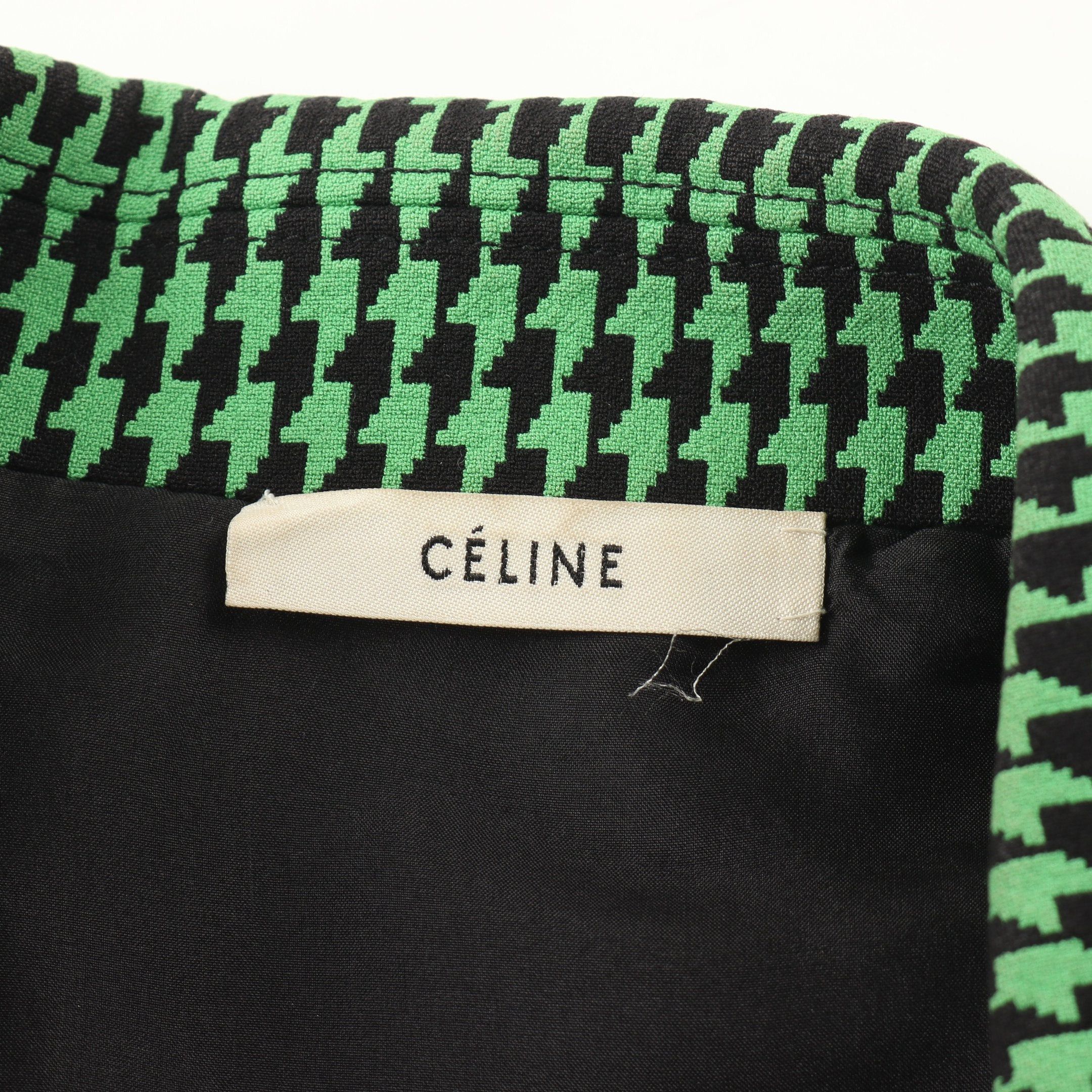 Celine Celine Jacket Houndstooth Cotton Green Black Size ONE SIZE - 3 Thumbnail