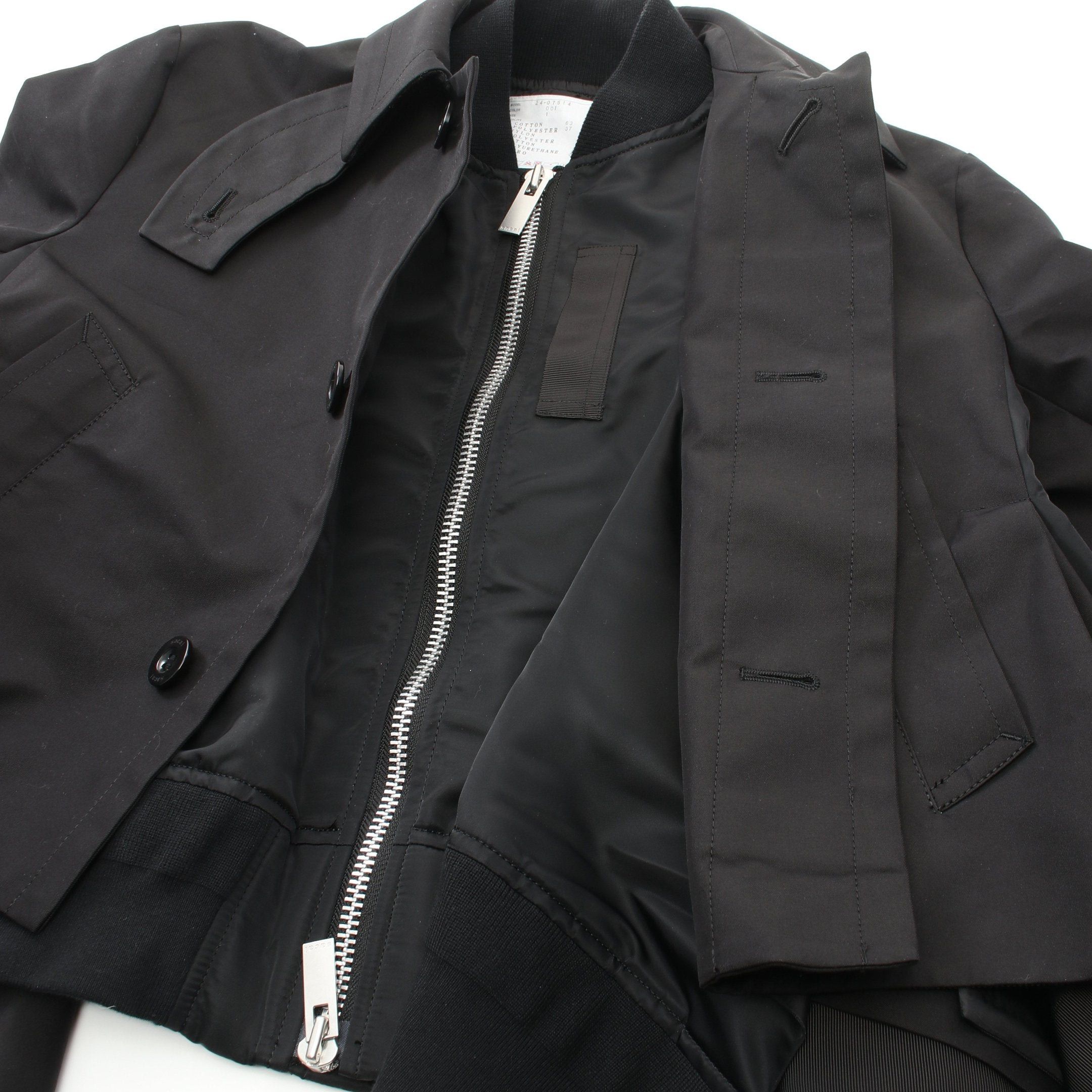 Sacai Sacai Twill Jacket Cotton Black Layered Size ONE SIZE - 7 Thumbnail