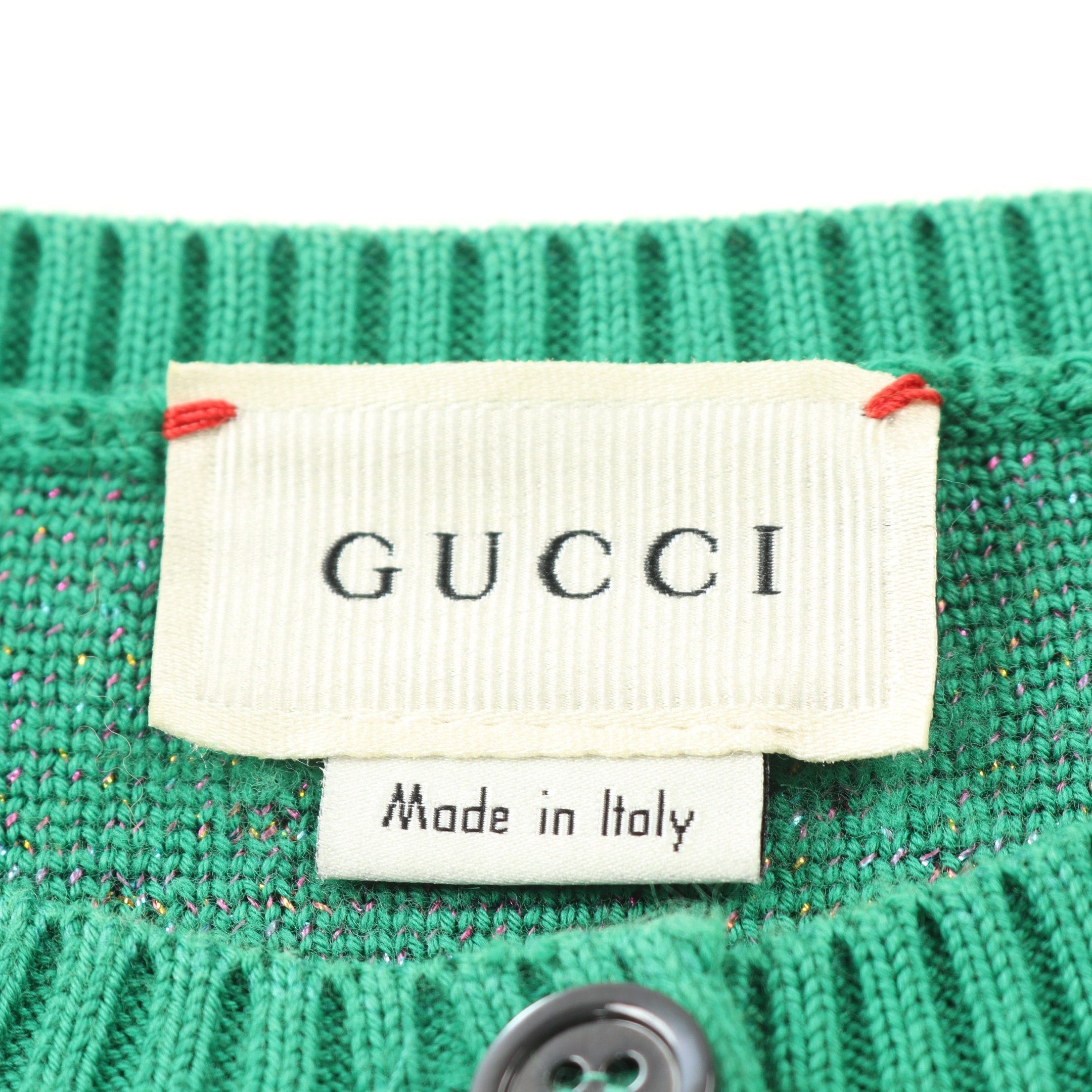 Gucci Gucci Gg Pattern Cardigan Crew Neck Cotton Green Kids Size ONE SIZE - 3 Thumbnail