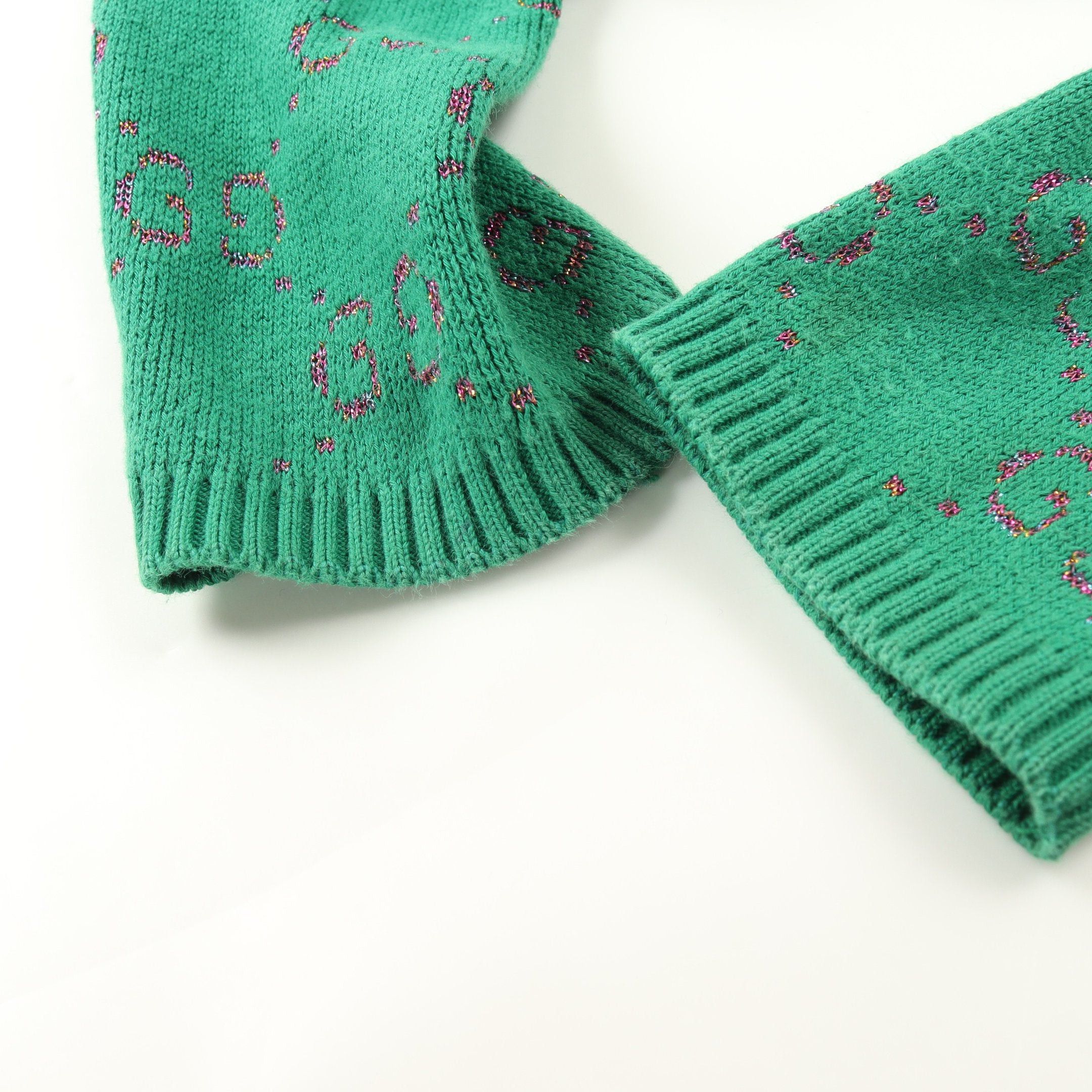 Gucci Gucci Gg Pattern Cardigan Crew Neck Cotton Green Kids Size ONE SIZE - 6 Thumbnail