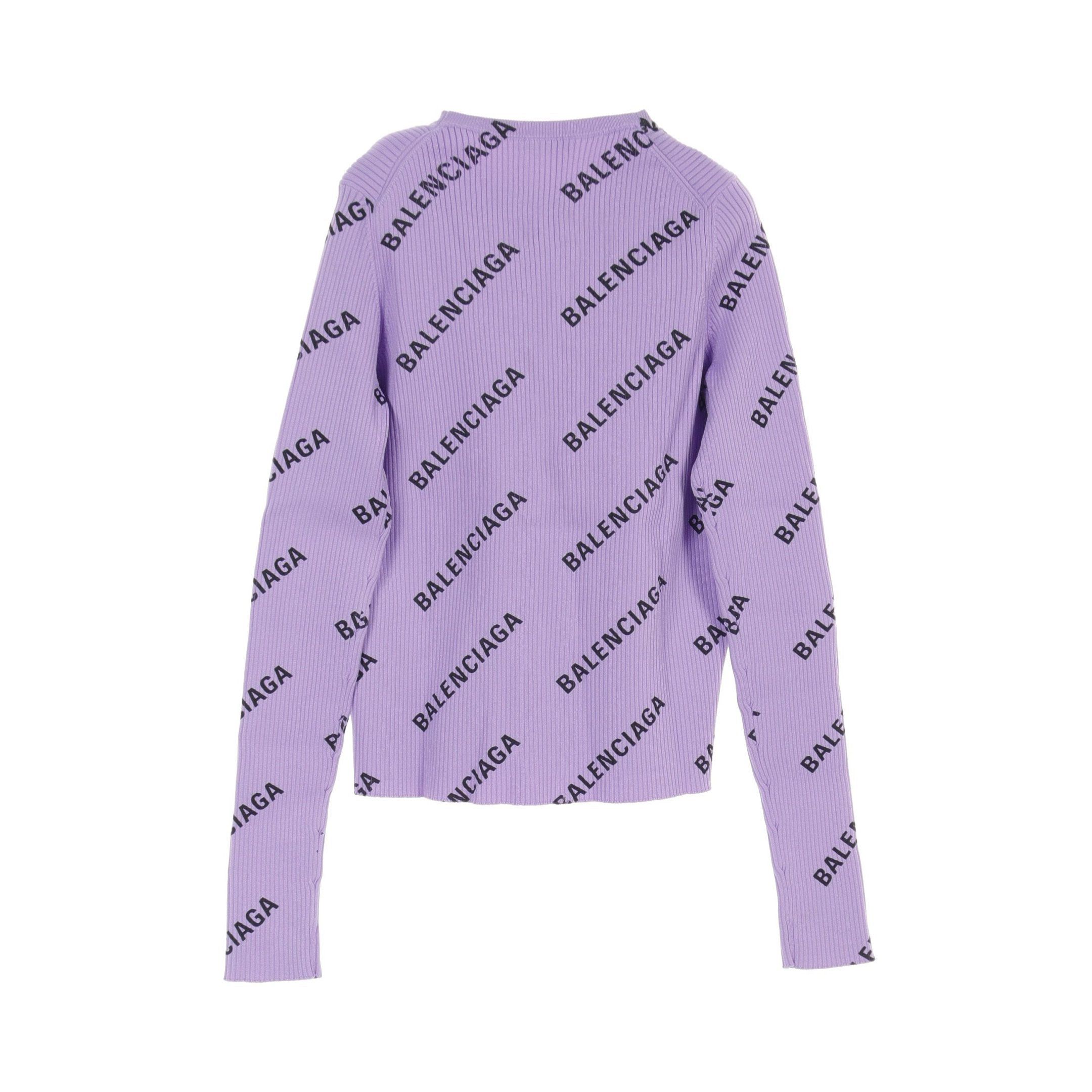 Balenciaga Balenciaga Rib Cardigan Crew Neck Logo Nylon Purple Black Size ONE SIZE - 2 Thumbnail