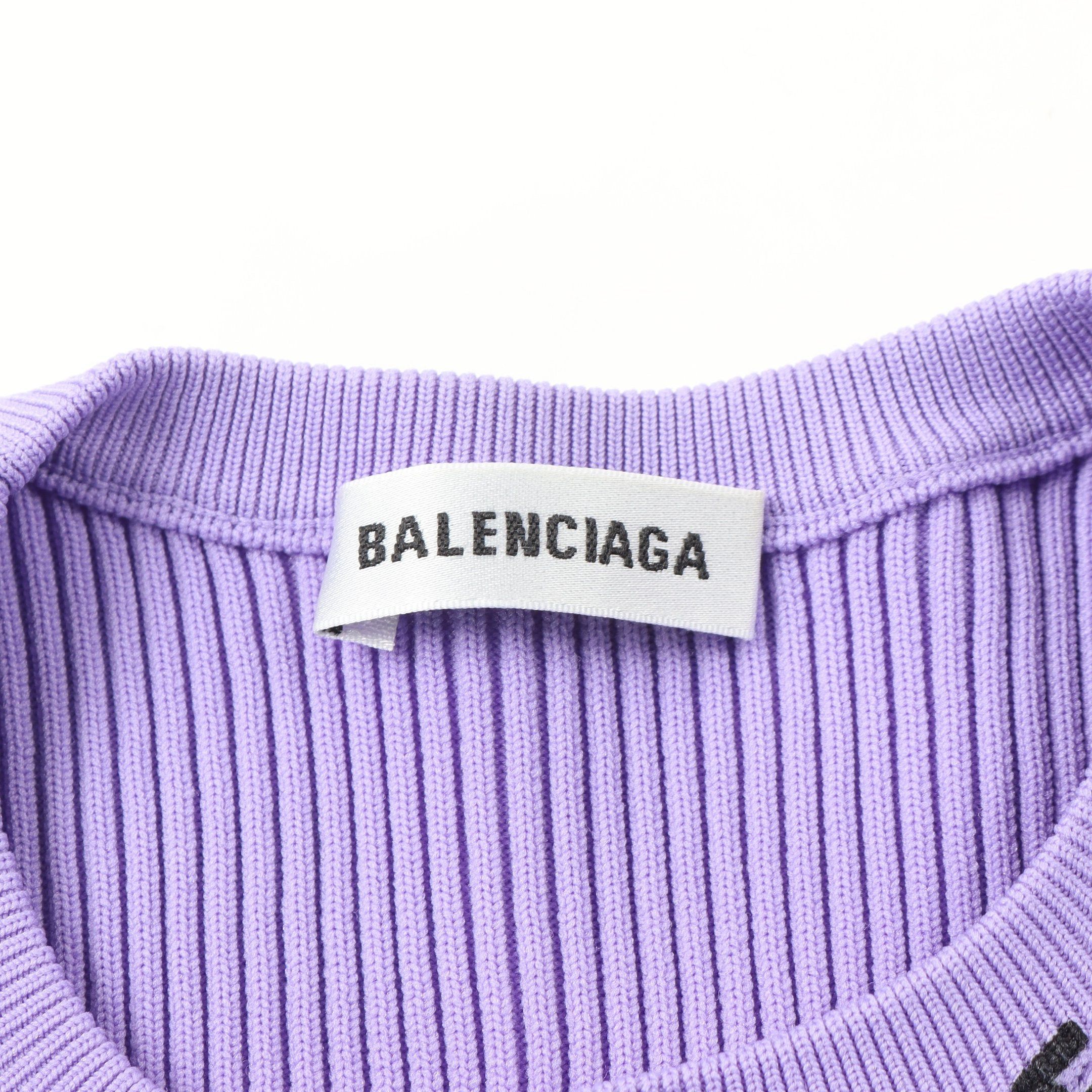 Balenciaga Balenciaga Rib Cardigan Crew Neck Logo Nylon Purple Black Size ONE SIZE - 3 Thumbnail
