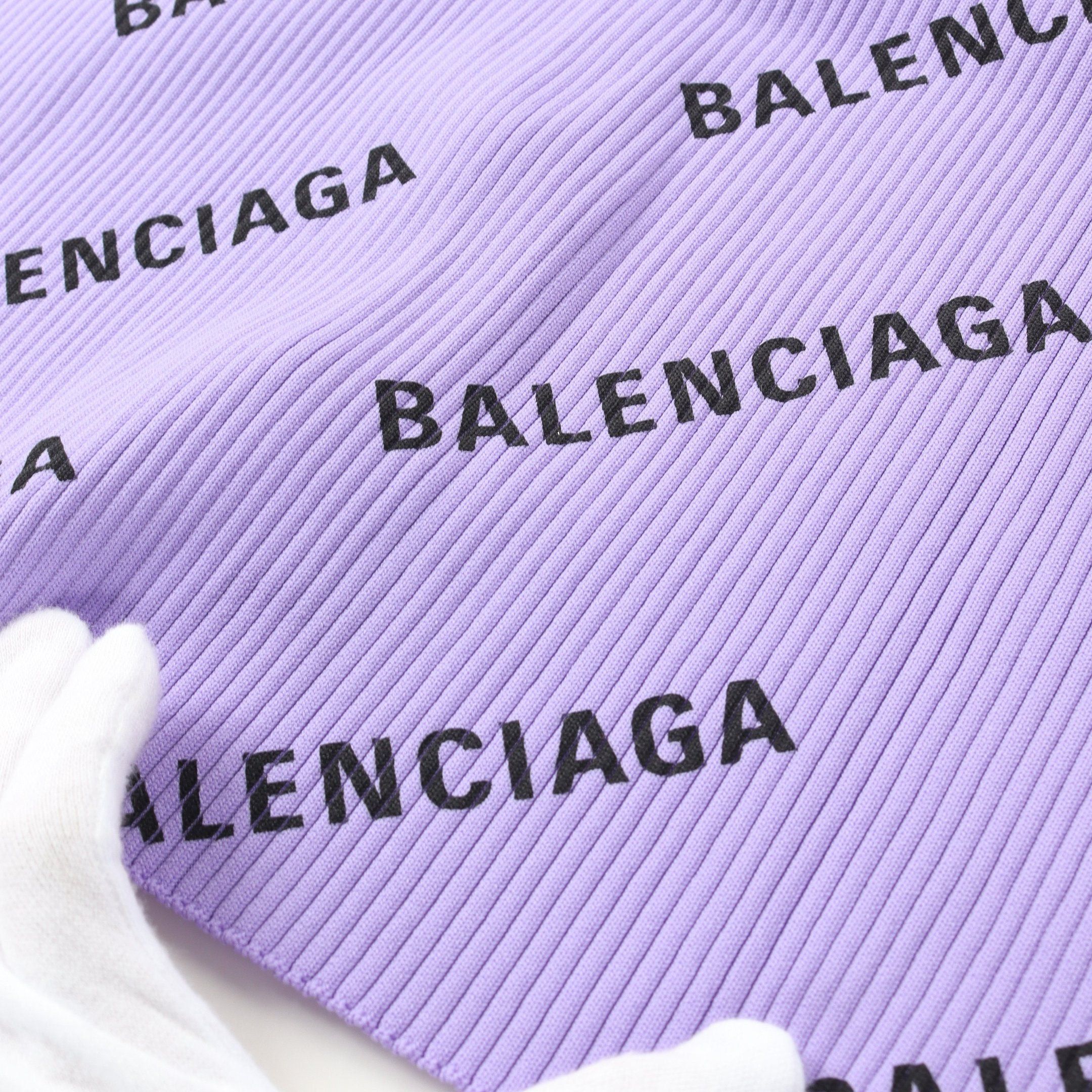Balenciaga Balenciaga Rib Cardigan Crew Neck Logo Nylon Purple Black Size ONE SIZE - 7 Thumbnail