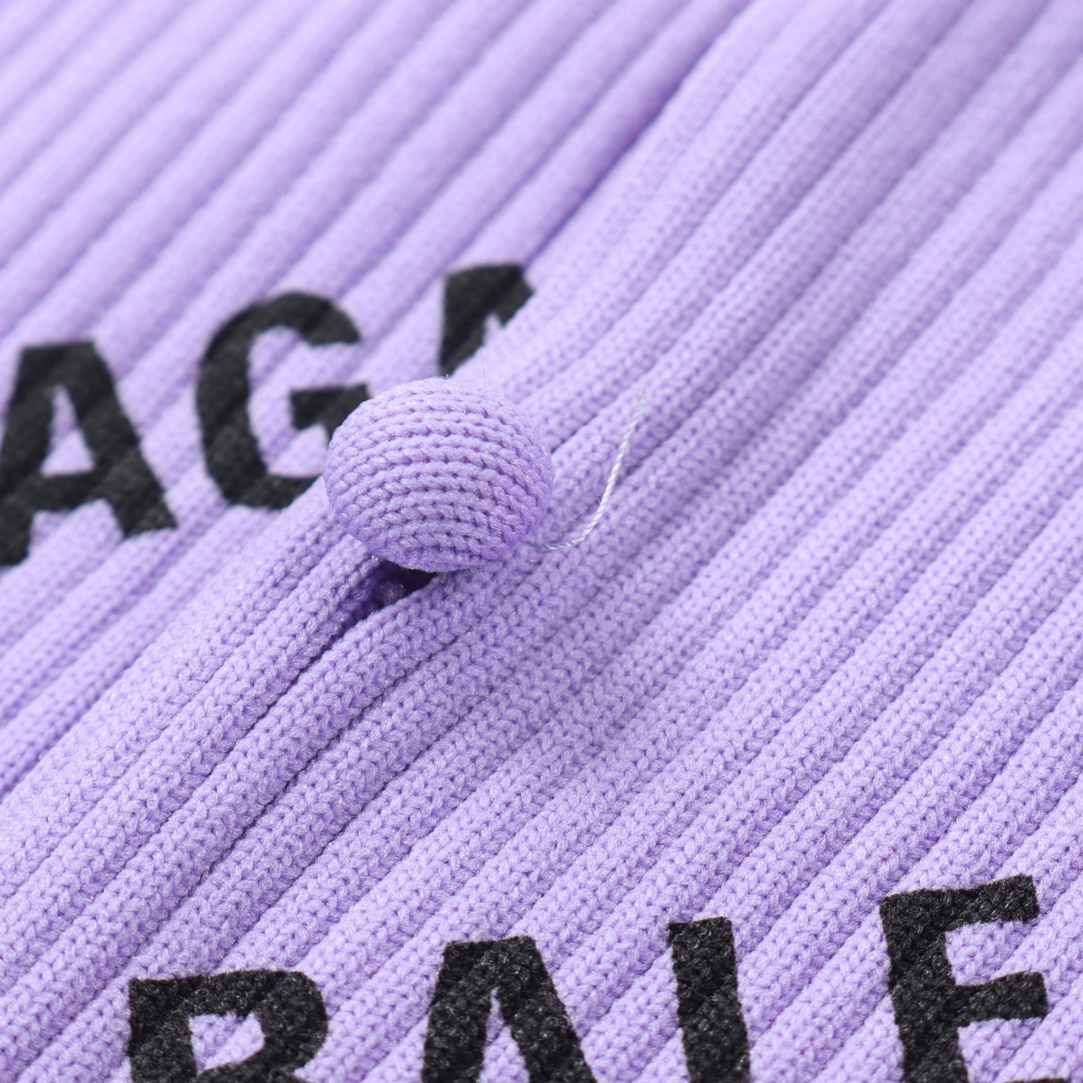 Balenciaga Balenciaga Rib Cardigan Crew Neck Logo Nylon Purple Black Size ONE SIZE - 6 Thumbnail