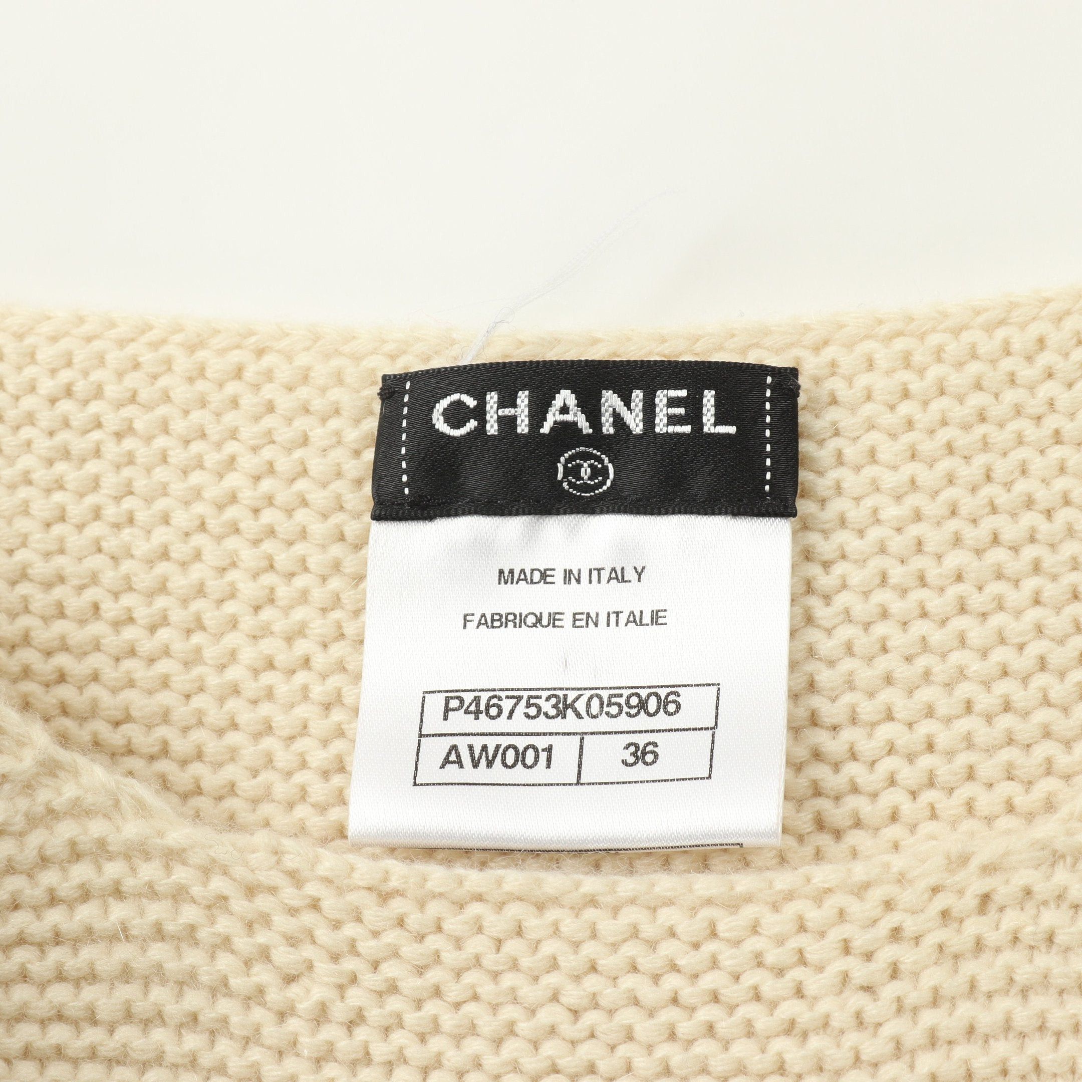 Chanel Chanel Coco Button Knit Dress No Sleeve Cashmere Ivory Size ONE SIZE - 3 Thumbnail
