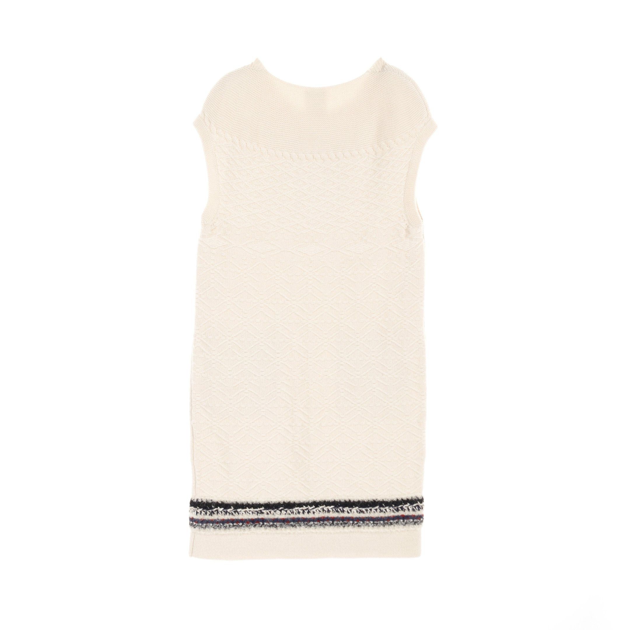 Chanel Chanel Coco Button Knit Dress No Sleeve Cashmere Ivory Size ONE SIZE - 2 Thumbnail
