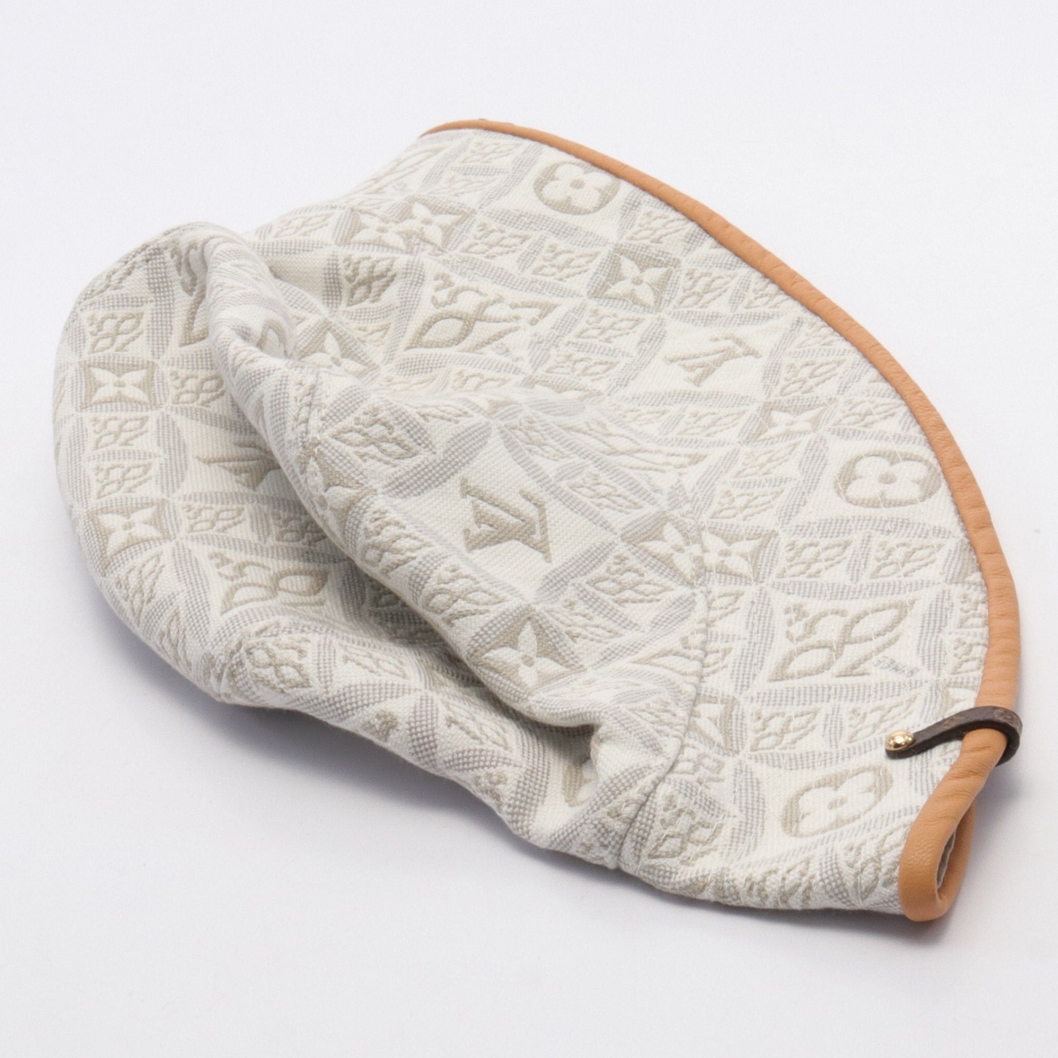 Louis Vuitton Louis Vuitton Chapeau Monogram Jacquard Since1854 Hat Cotton Leather White Beige Gray Size ONE SIZE - 7 Thumbnail
