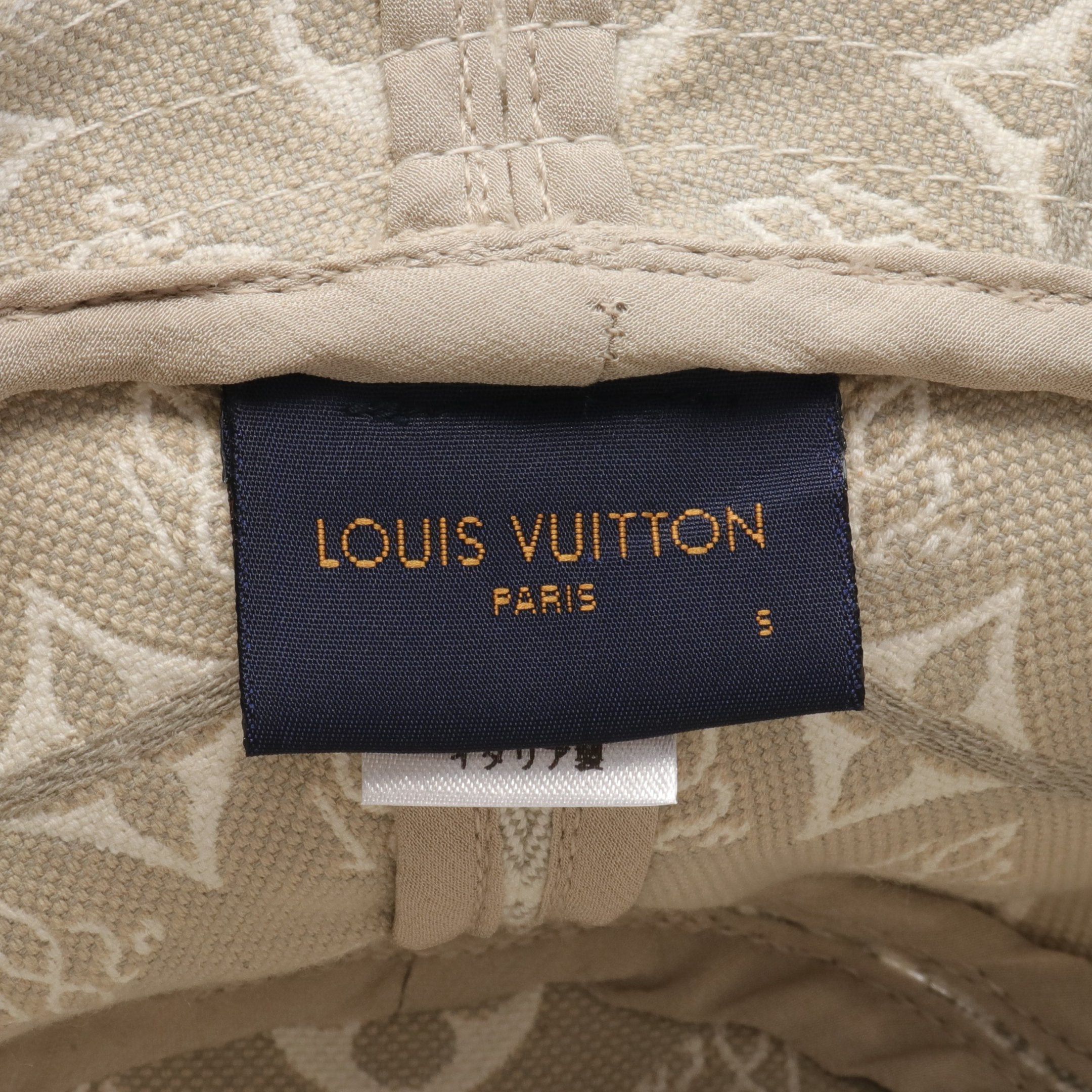 Louis Vuitton Louis Vuitton Chapeau Monogram Jacquard Since1854 Hat Cotton Leather White Beige Gray Size ONE SIZE - 4 Thumbnail