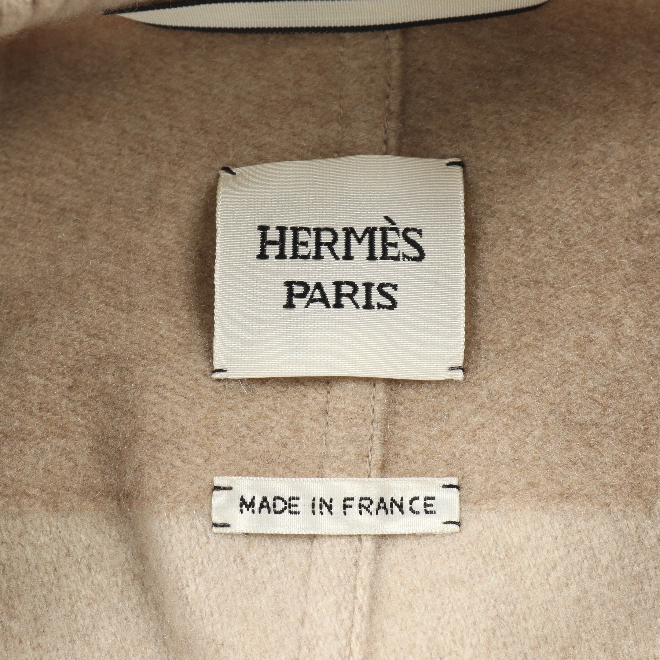 Hermes Hermes Serie Coat Cashmere Leather Beige Light Brown Size ONE SIZE - 3 Thumbnail
