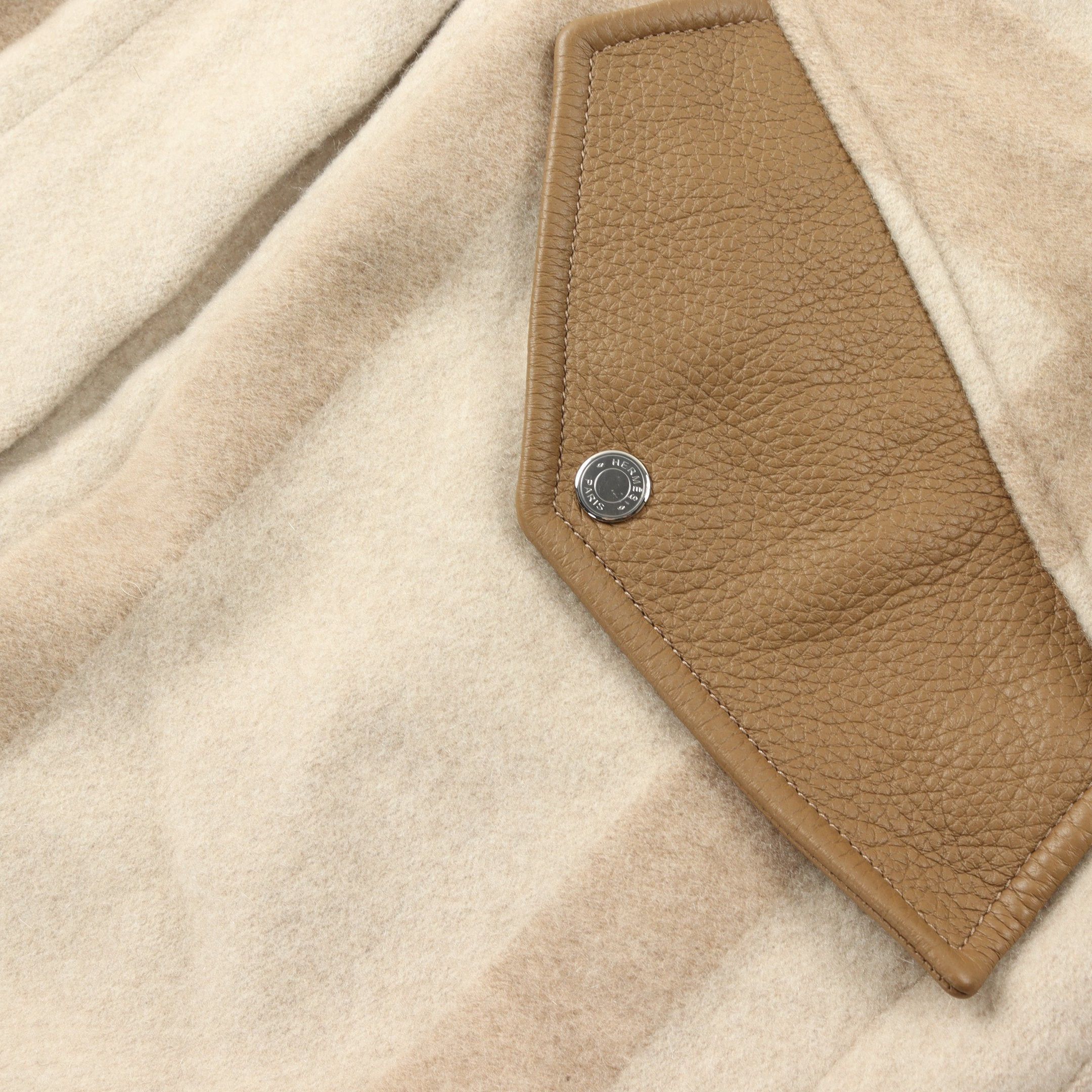 Hermes Hermes Serie Coat Cashmere Leather Beige Light Brown Size ONE SIZE - 7 Thumbnail