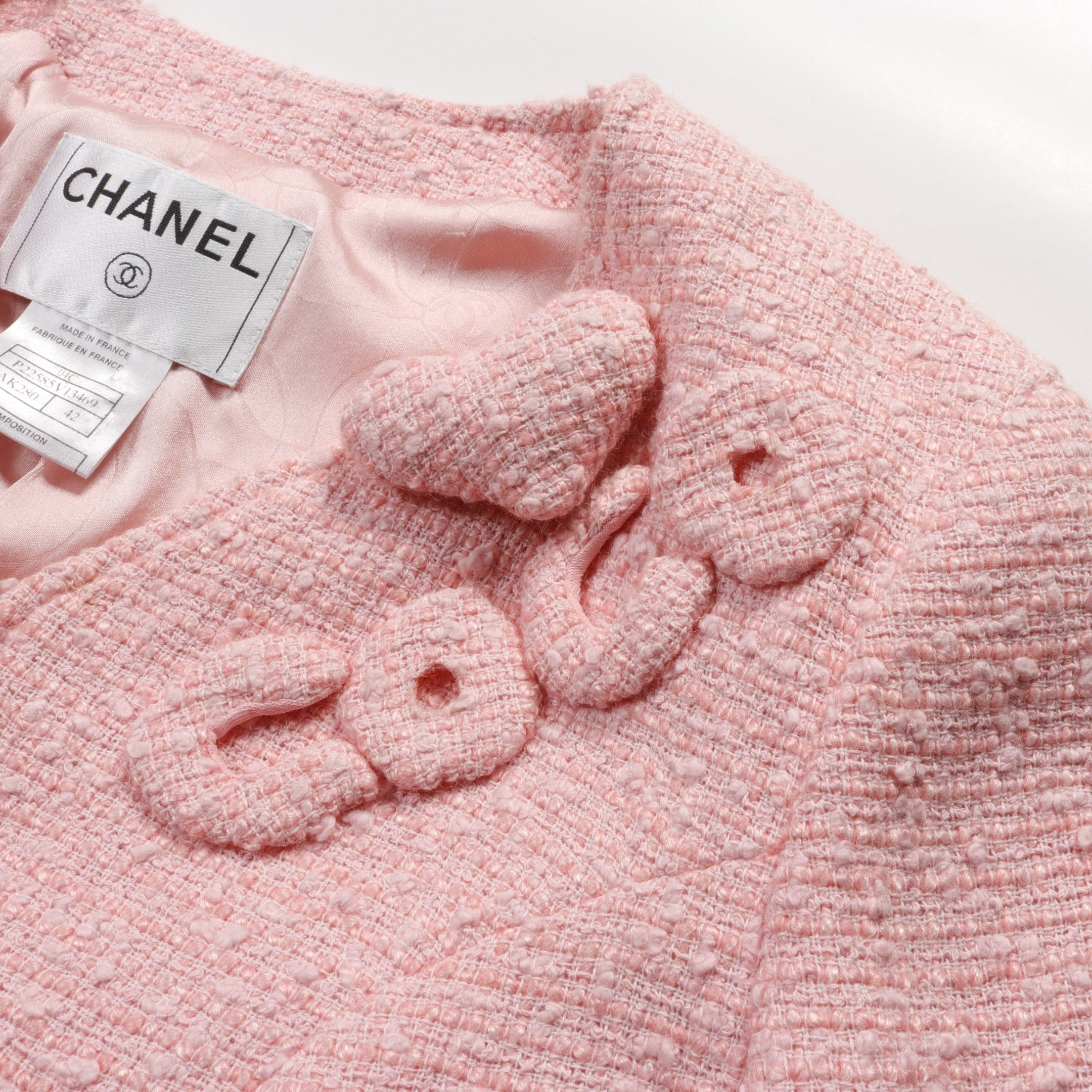 Chanel Chanel Coco No-Collar Jacket Zip Up Tweed Pink 04C Size ONE SIZE - 9 Thumbnail