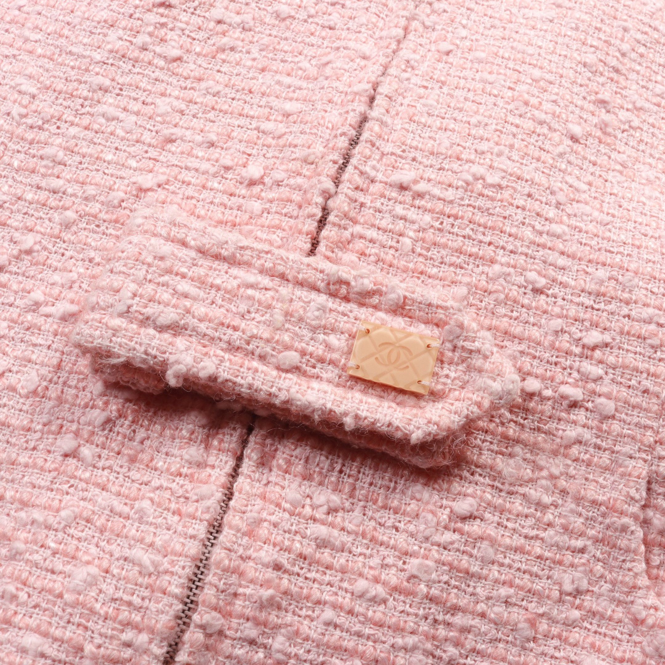 Chanel Chanel Coco No-Collar Jacket Zip Up Tweed Pink 04C Size ONE SIZE - 7 Thumbnail