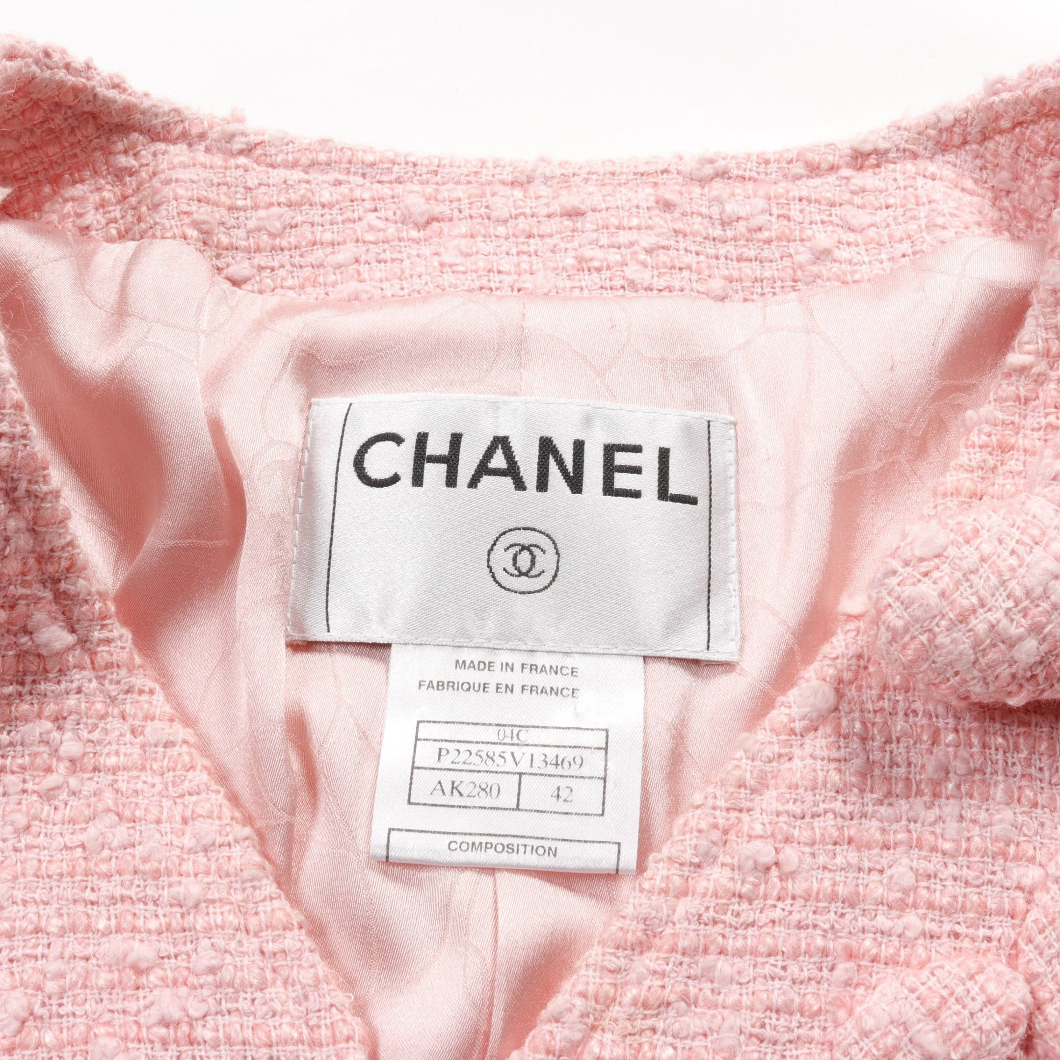 Chanel Chanel Coco No-Collar Jacket Zip Up Tweed Pink 04C Size ONE SIZE - 3 Thumbnail