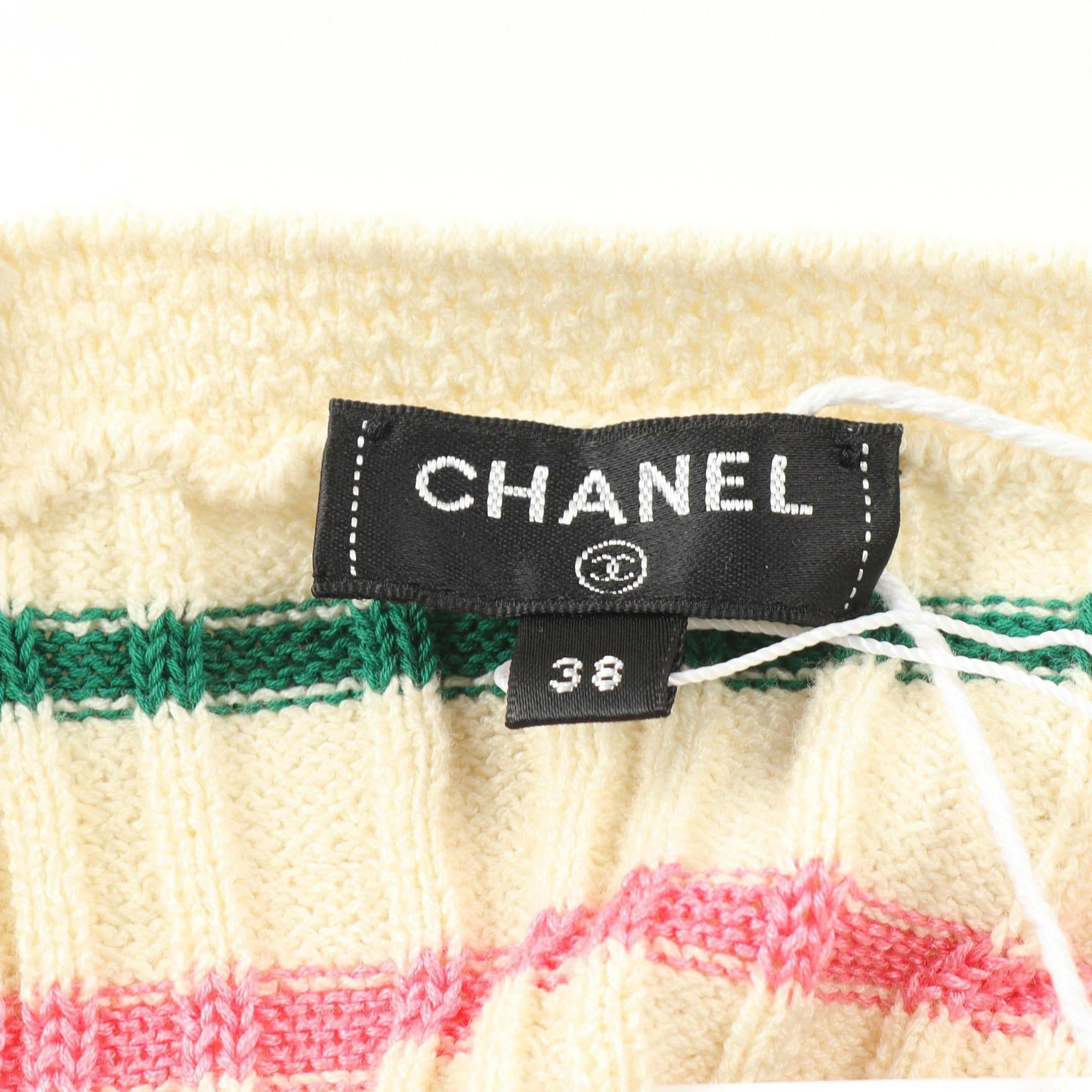 Chanel Chanel Knit Dress No Sleeve Stripes Cotton Silk Ivory Multicolor Size ONE SIZE - 3 Thumbnail