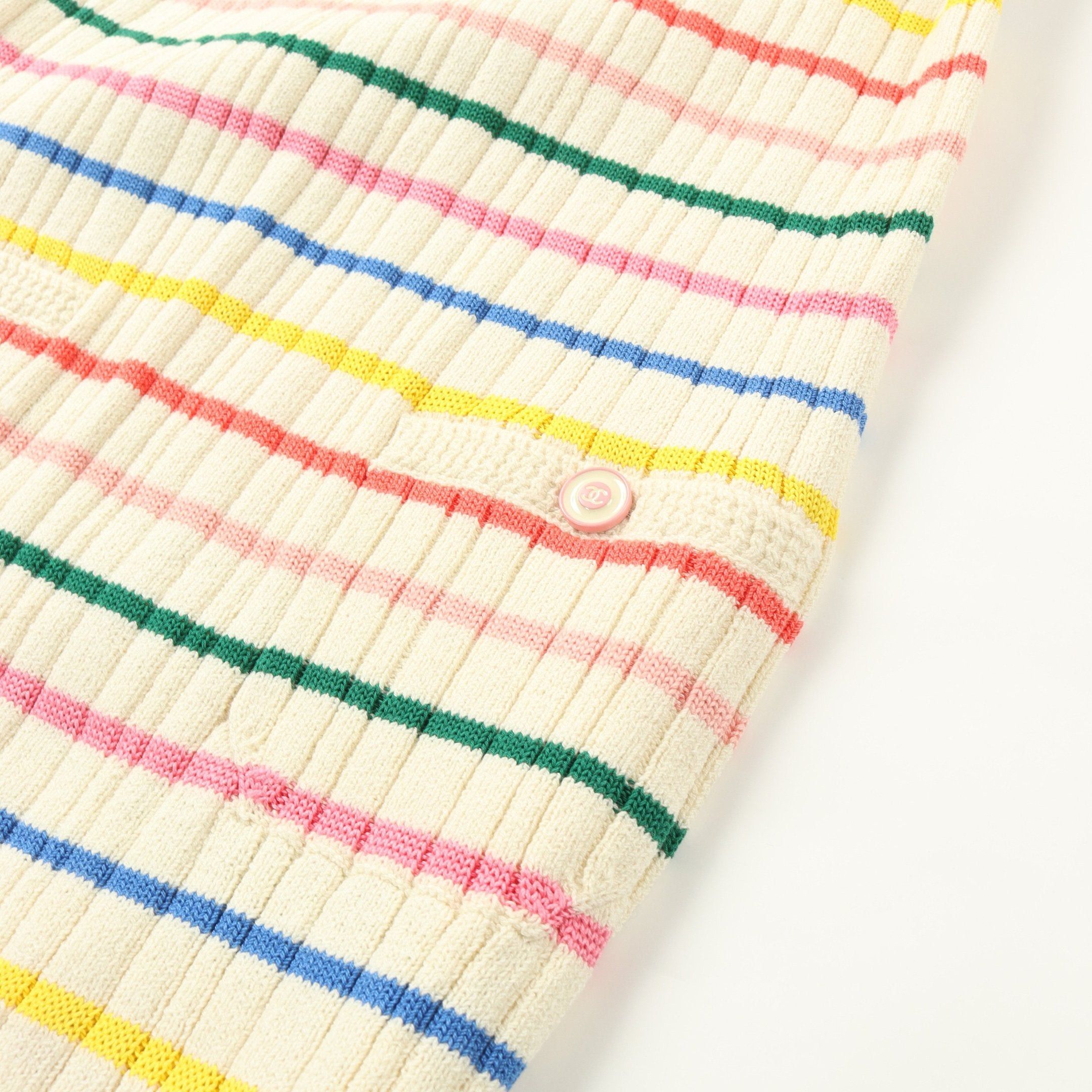 Chanel Chanel Knit Dress No Sleeve Stripes Cotton Silk Ivory Multicolor Size ONE SIZE - 6 Thumbnail