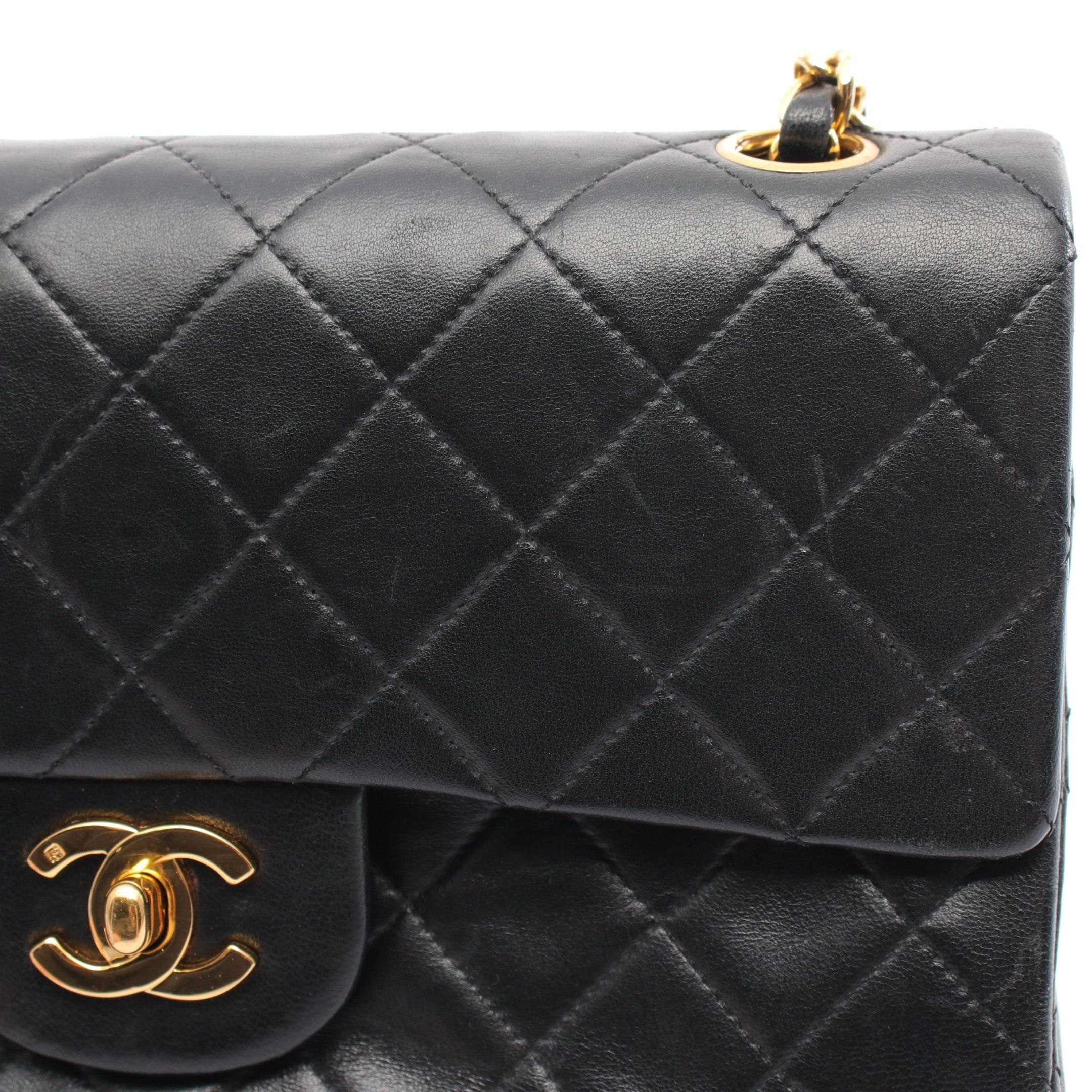 Chanel Chanel Matelasse Double Flap Chain Shoulder Bag Lambskin Black Gold Hardware Size ONE SIZE - 9 Thumbnail