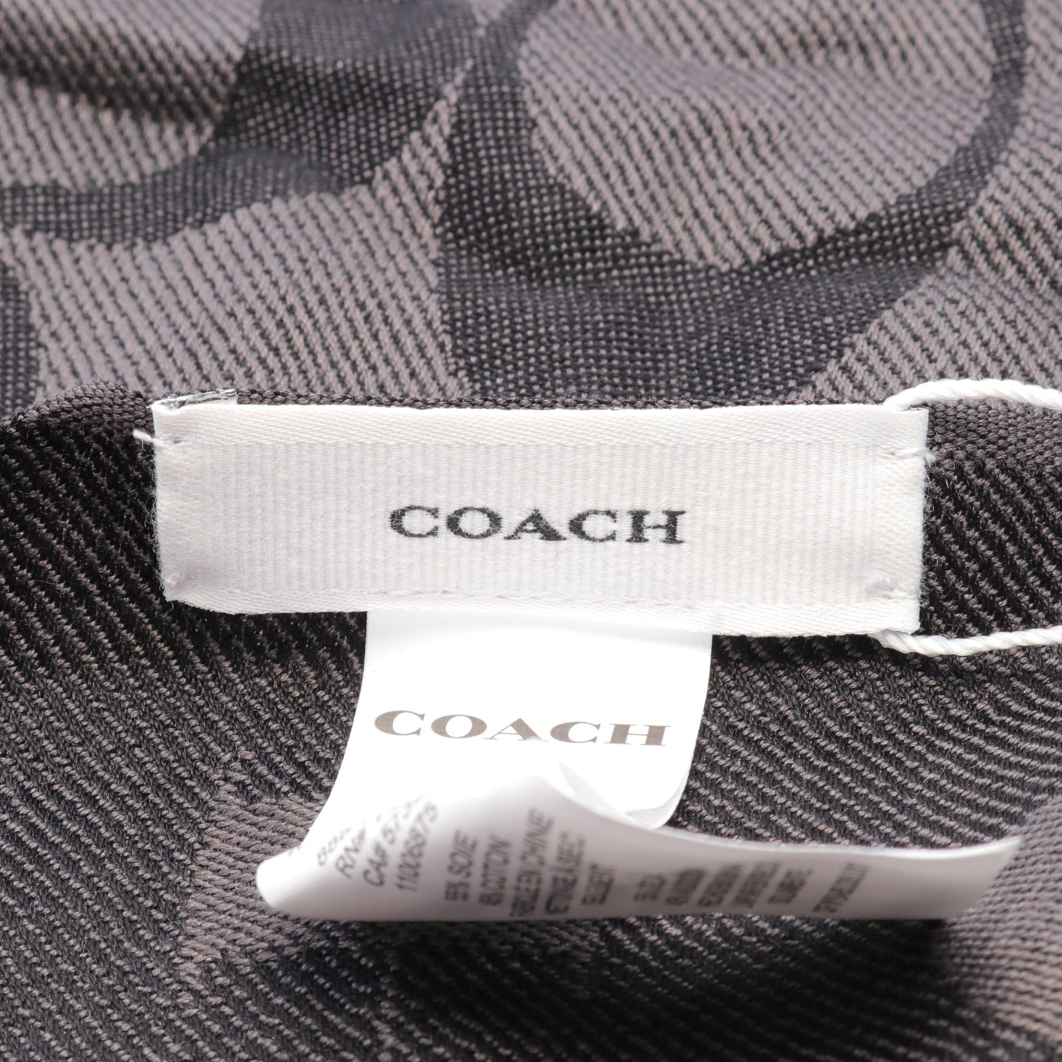 Coach Coach Signature Stall Scarf Silk Gray Dark Size ONE SIZE - 2 Thumbnail