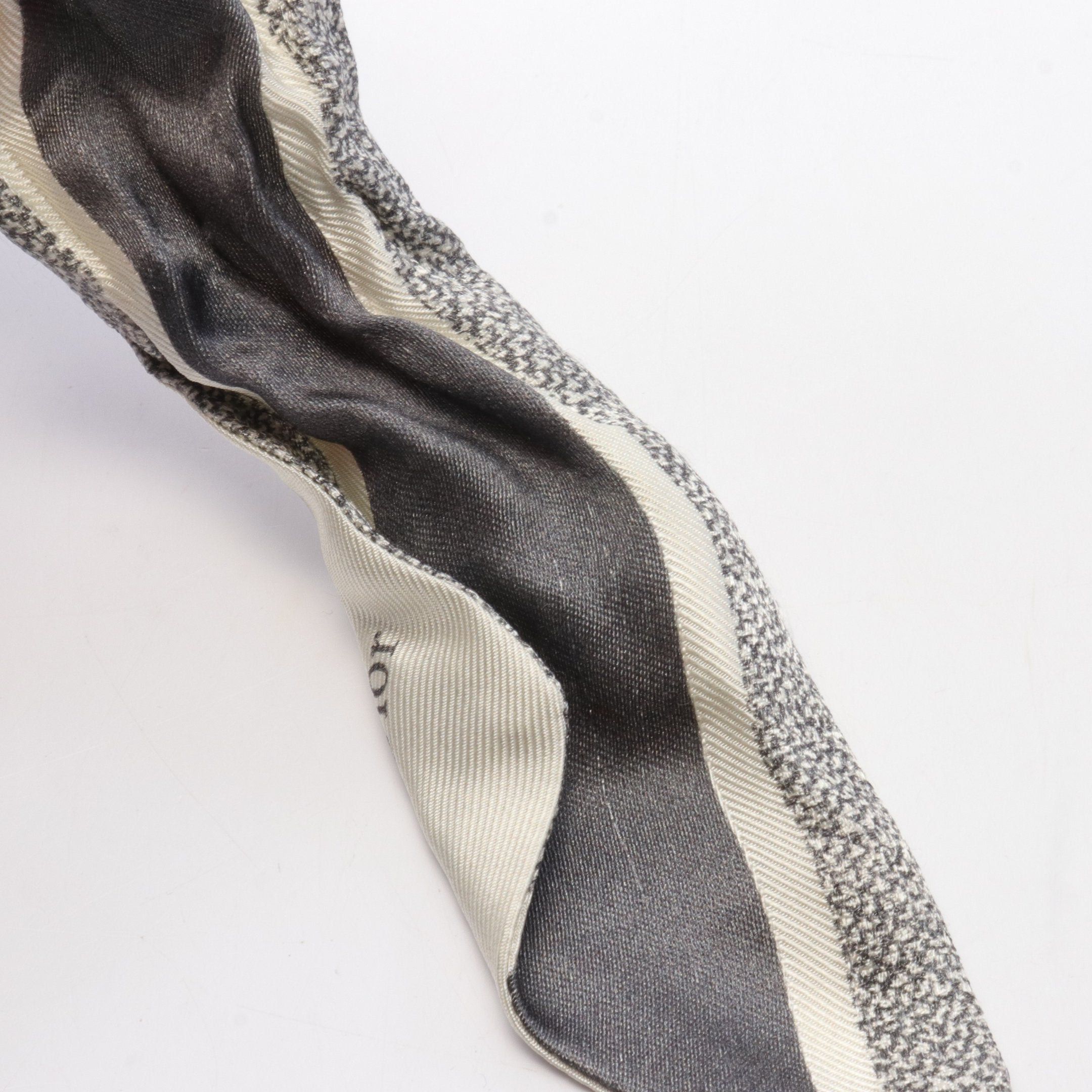 Dior Dior Mitzah Ribbon Scarf Silk Ivory Gray Multicolor Size ONE SIZE - 6 Thumbnail