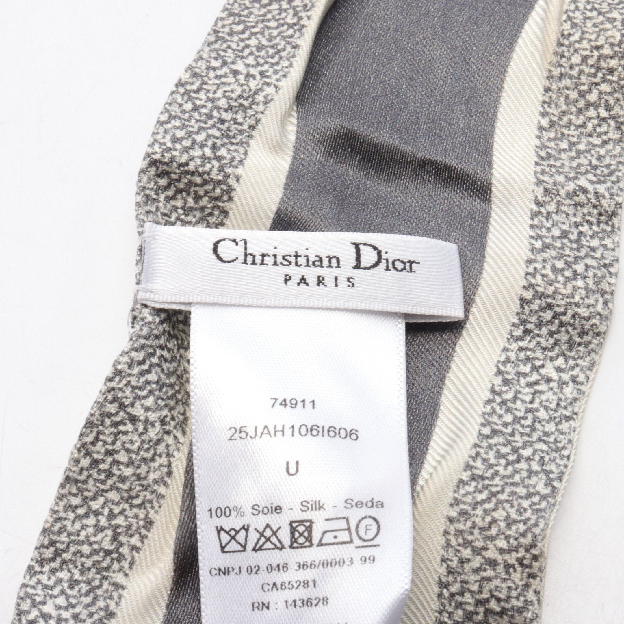 Dior Dior Mitzah Ribbon Scarf Silk Ivory Gray Multicolor Size ONE SIZE - 2 Thumbnail