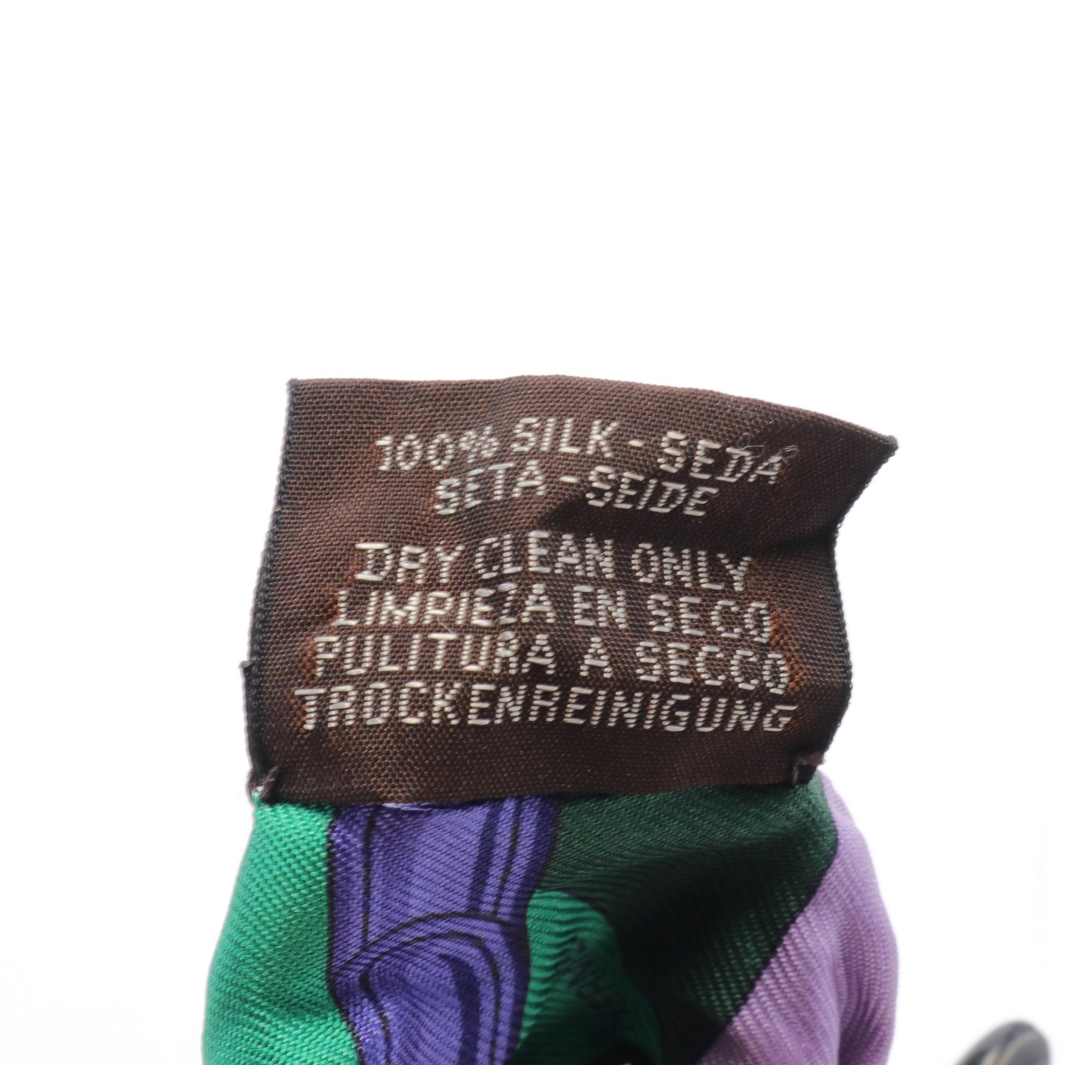 Hermes Hermes Twilly Clic Clac Modern Cannage Ribbon Scarf Silk Purple Green Multicolor Size ONE SIZE - 3 Thumbnail