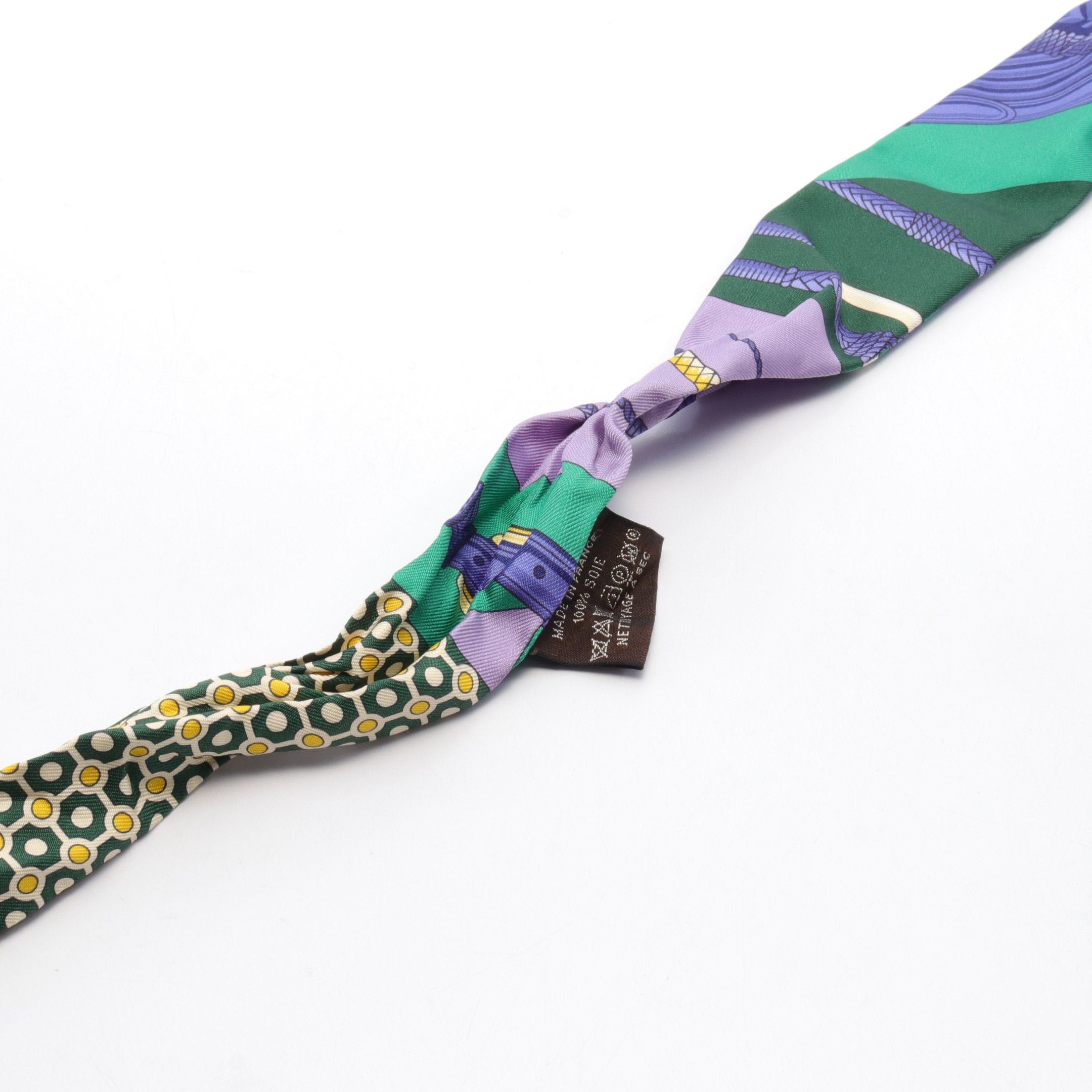 Hermes Hermes Twilly Clic Clac Modern Cannage Ribbon Scarf Silk Purple Green Multicolor Size ONE SIZE - 4 Thumbnail