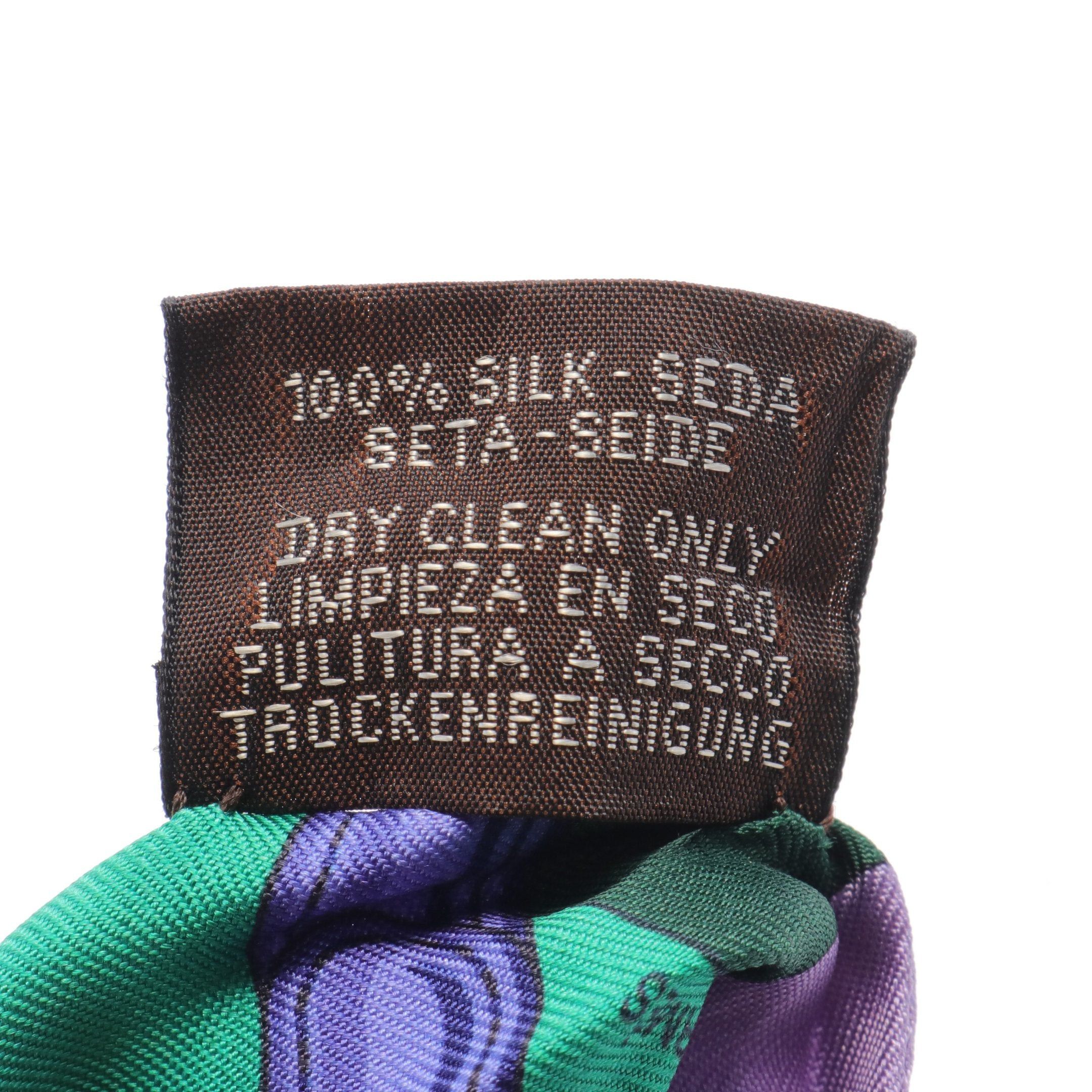 Hermes Hermes Twilly Clic Clac Modern Cannage Ribbon Scarf Silk Purple Green Multicolor Size ONE SIZE - 3 Thumbnail