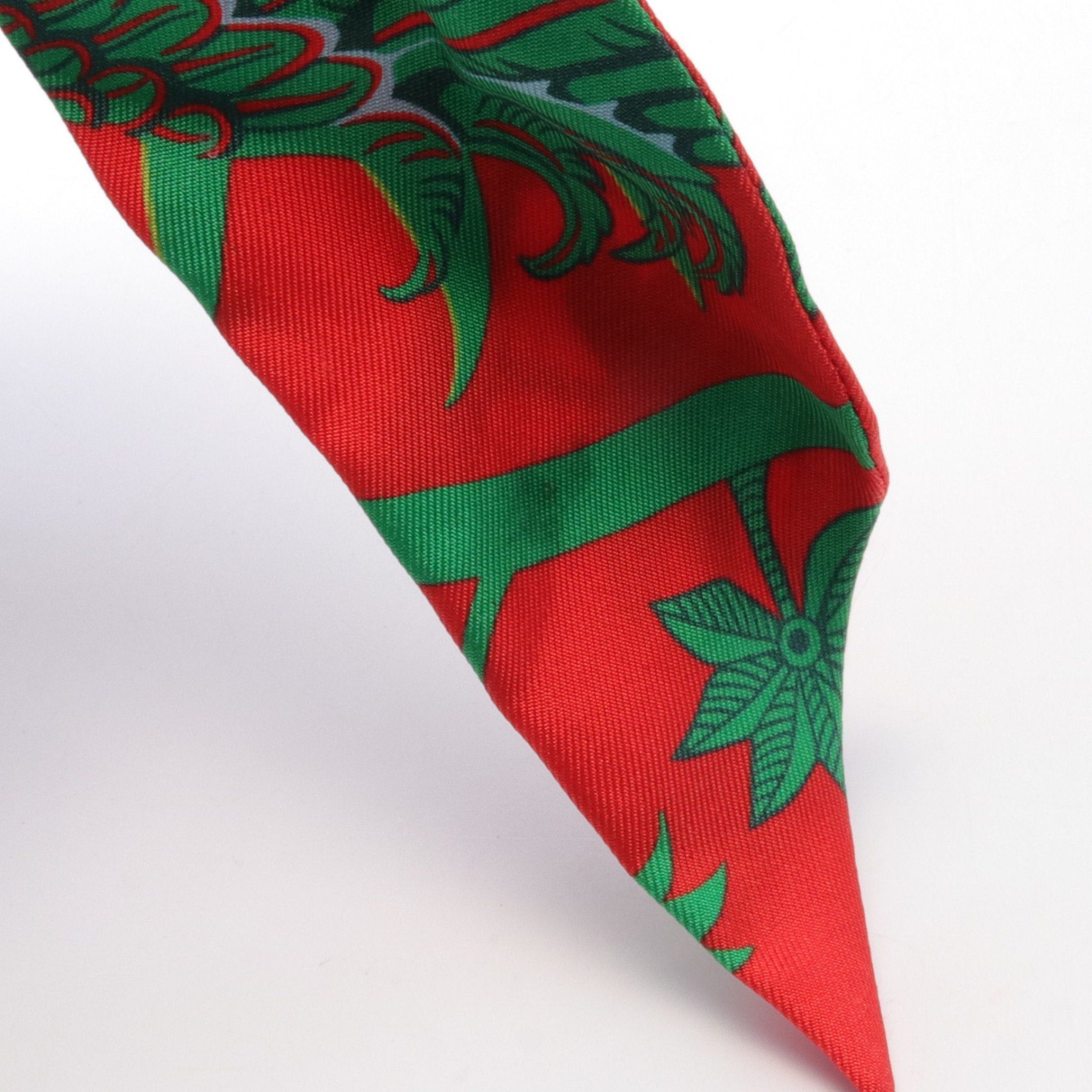 Hermes Hermes Twilly Mythiques Phoenix Ribbon Scarf Silk Red Green Multicolor Size ONE SIZE - 5 Thumbnail