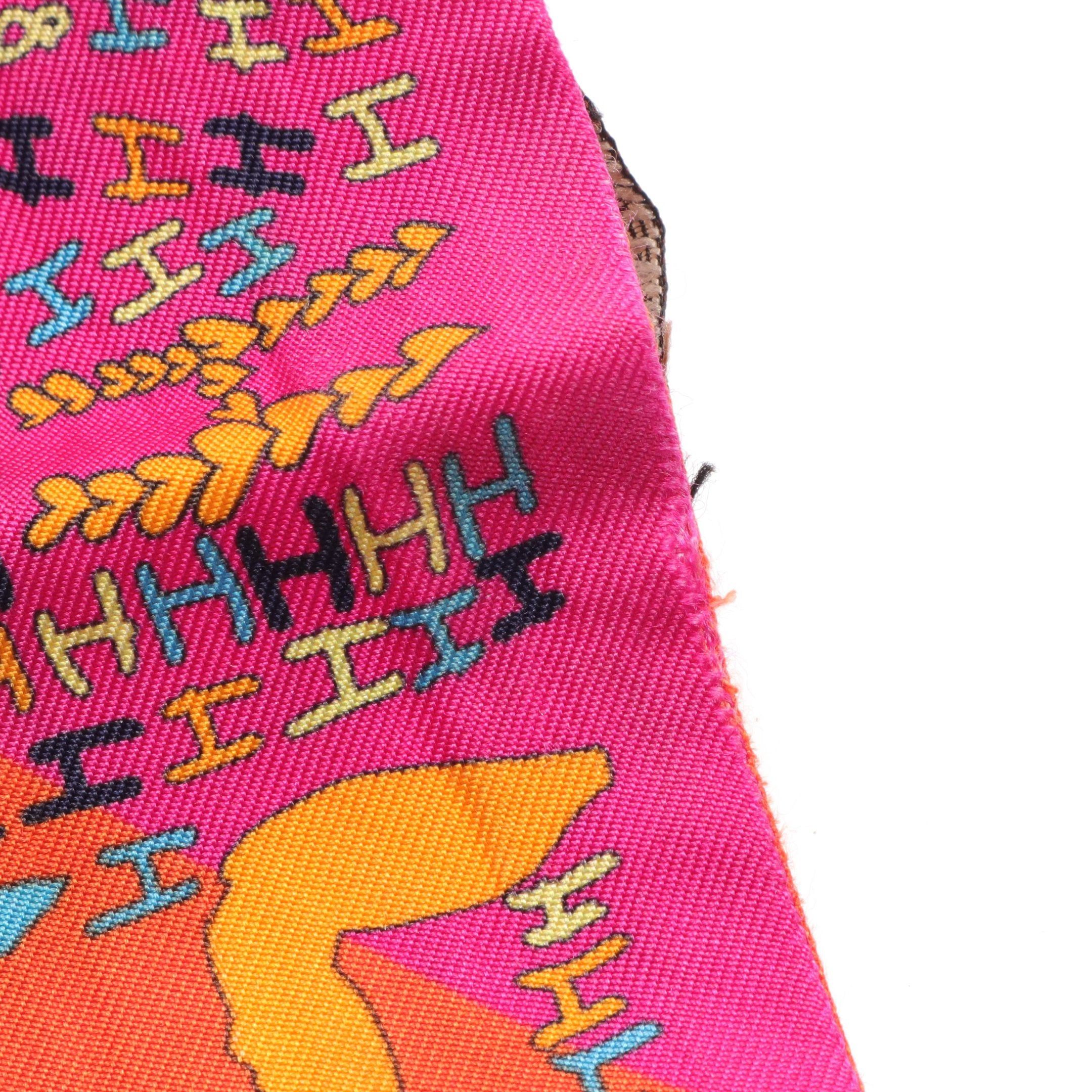 Hermes Hermes Twilly 1001 H Ribbon Scarf Silk Pink Purple Orange Brown Multicolor Size ONE SIZE - 7 Thumbnail