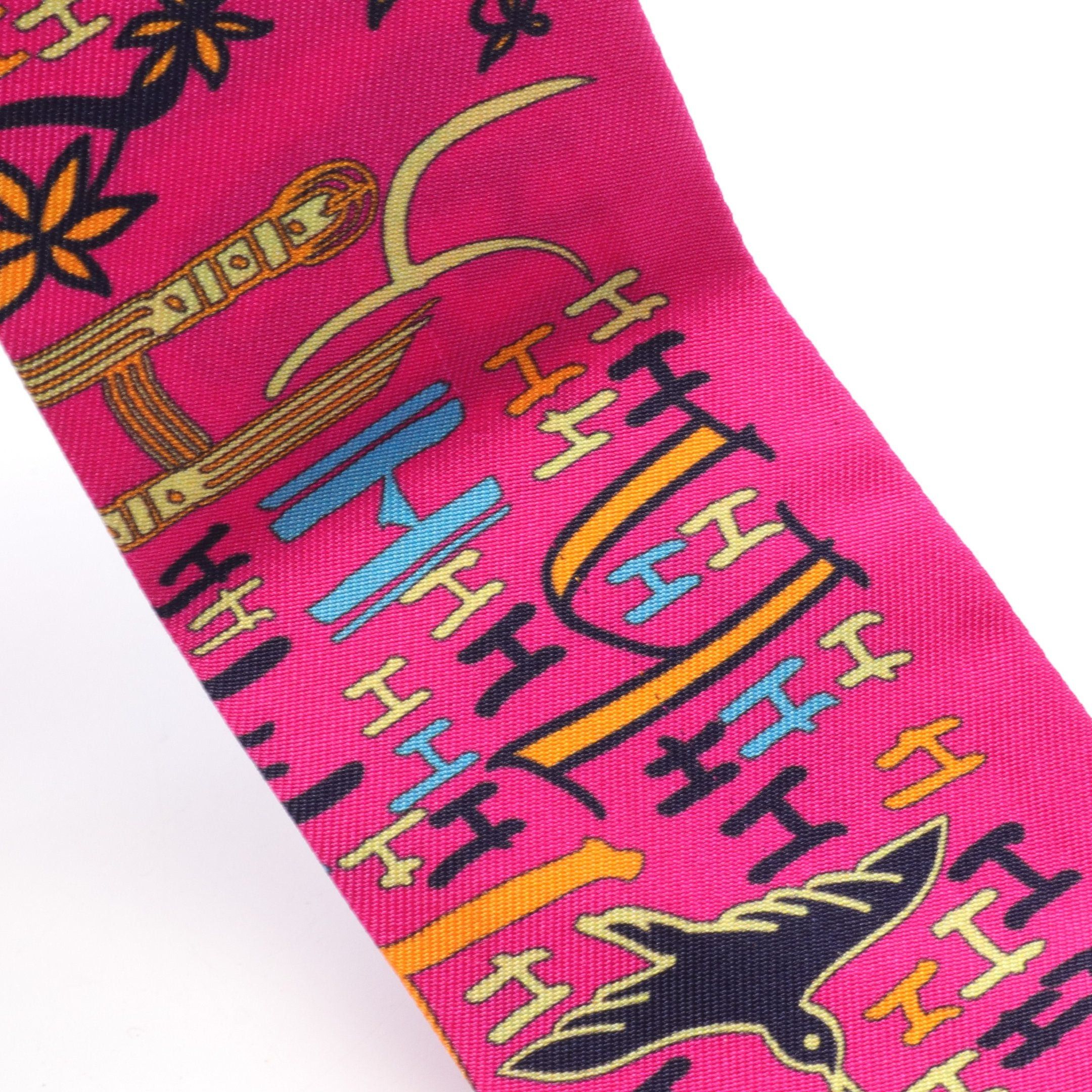 Hermes Hermes Twilly 1001 H Ribbon Scarf Silk Pink Purple Orange Brown Multicolor Size ONE SIZE - 5 Thumbnail