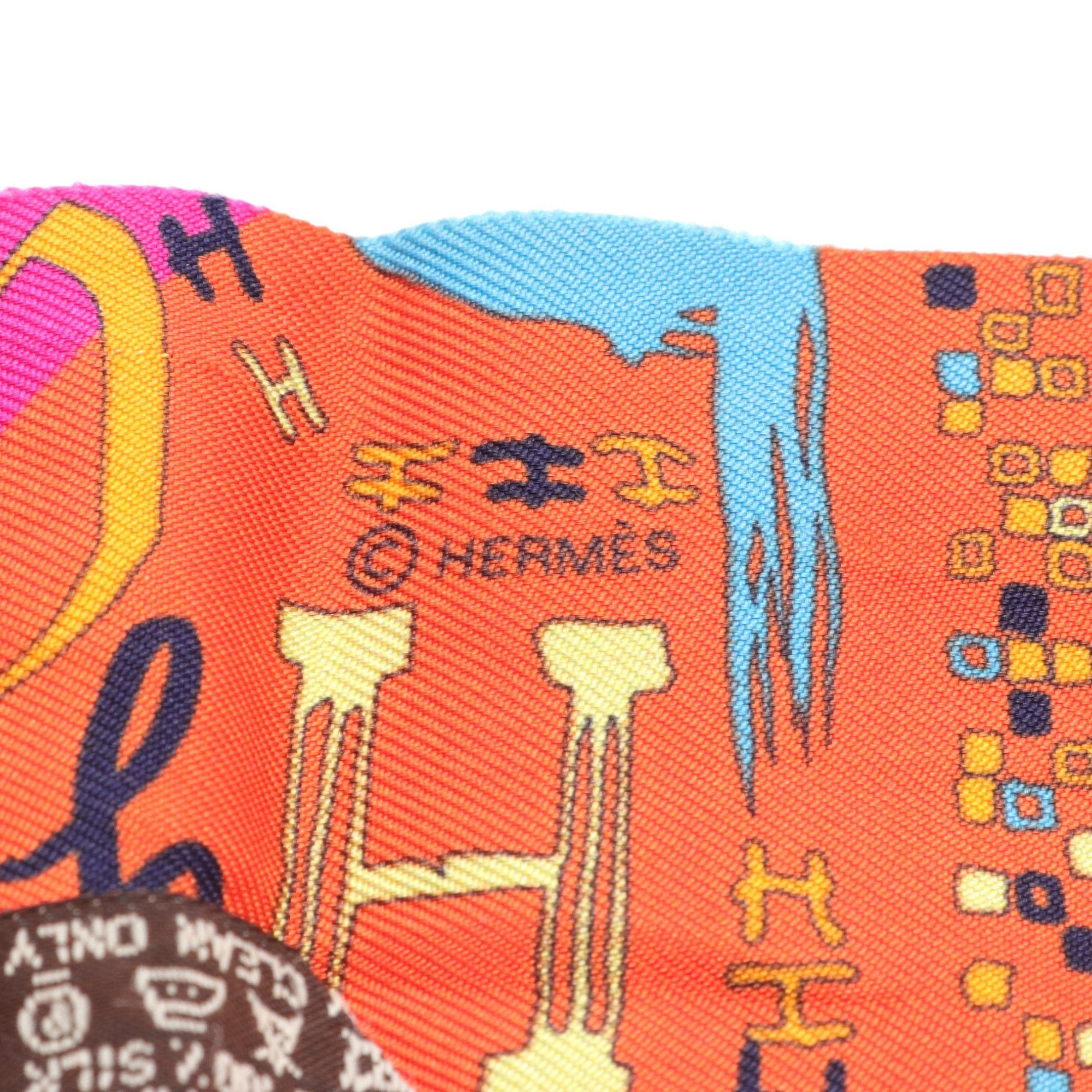 Hermes Hermes Twilly 1001 H Ribbon Scarf Silk Pink Purple Orange Brown Multicolor Size ONE SIZE - 2 Thumbnail