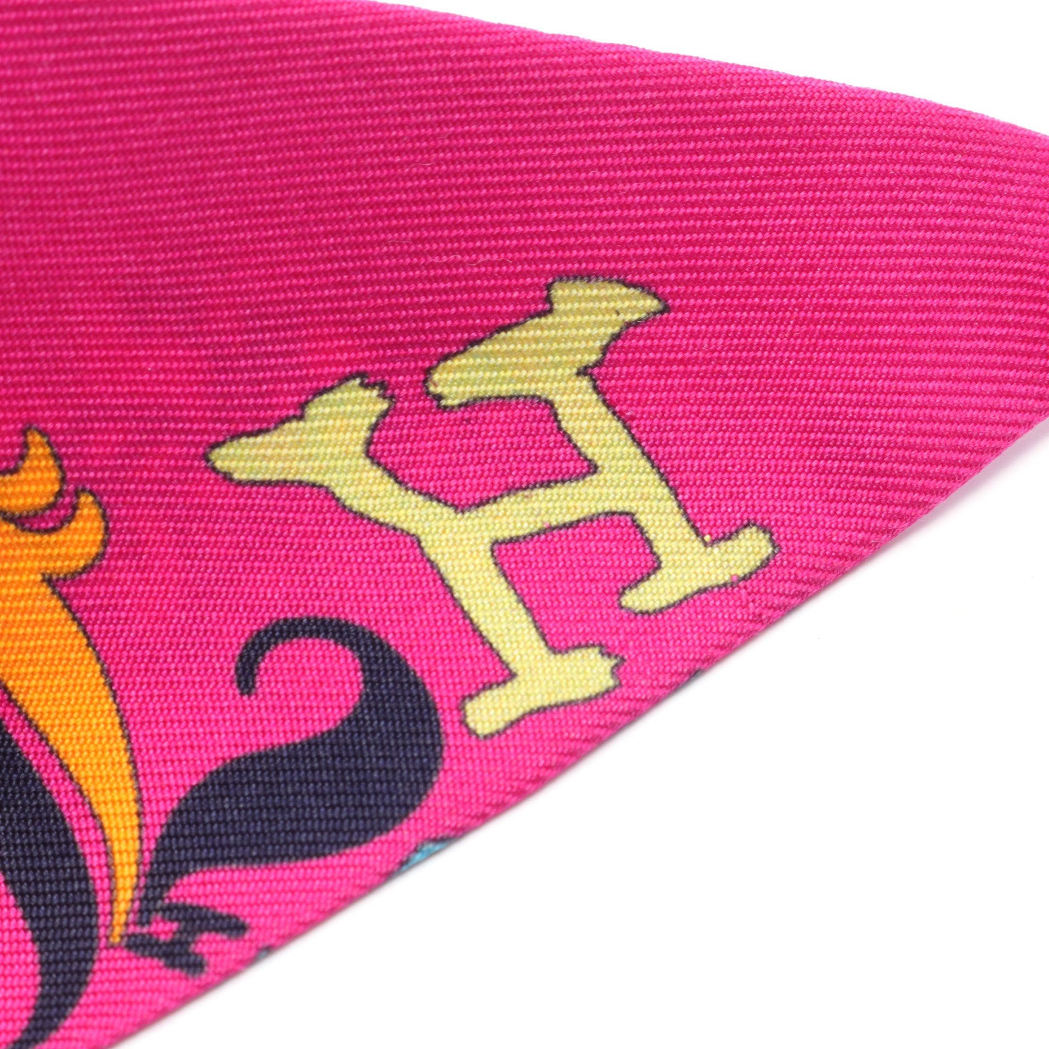 Hermes Hermes Twilly 1001 H Ribbon Scarf Silk Pink Purple Orange Brown Multicolor Size ONE SIZE - 6 Thumbnail