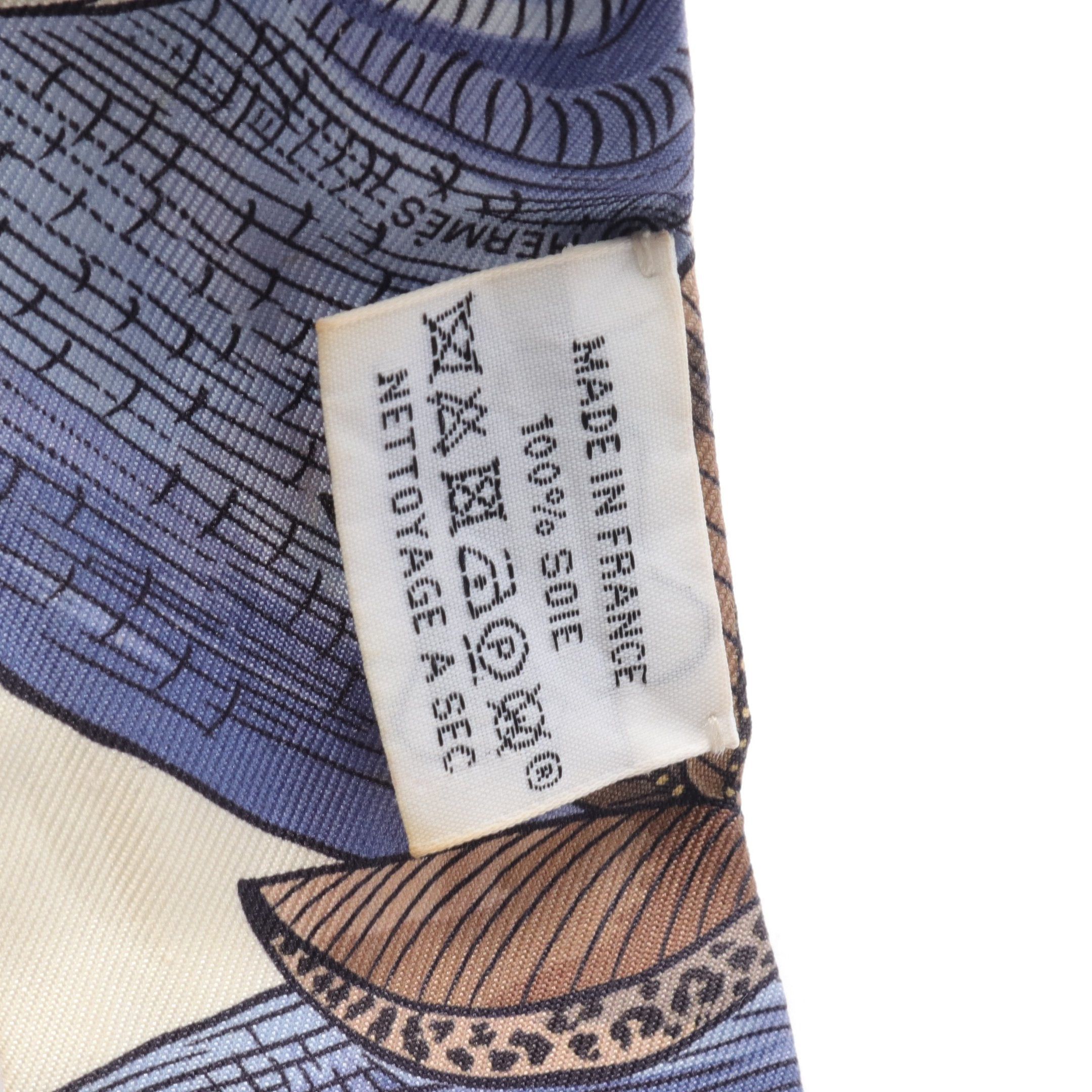 Hermes Hermes Twilly Tree Of Song Ribbon Scarf Silk Ivory Blue Multicolor Size ONE SIZE - 4 Thumbnail