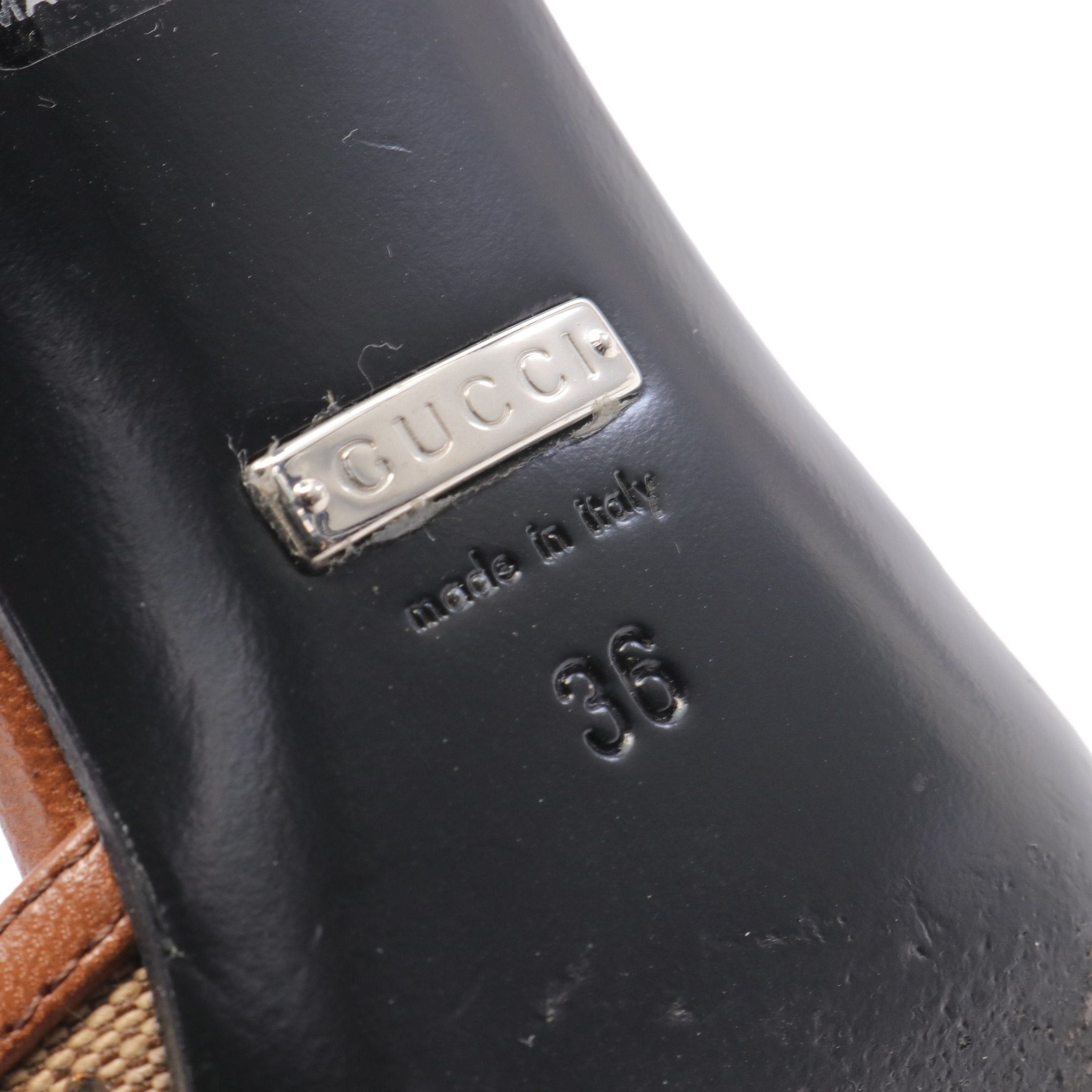 Gucci Gucci Gg Pattern Pumps Canvas Leather Rhinestone Beige Brown Size ONE SIZE - 6 Thumbnail