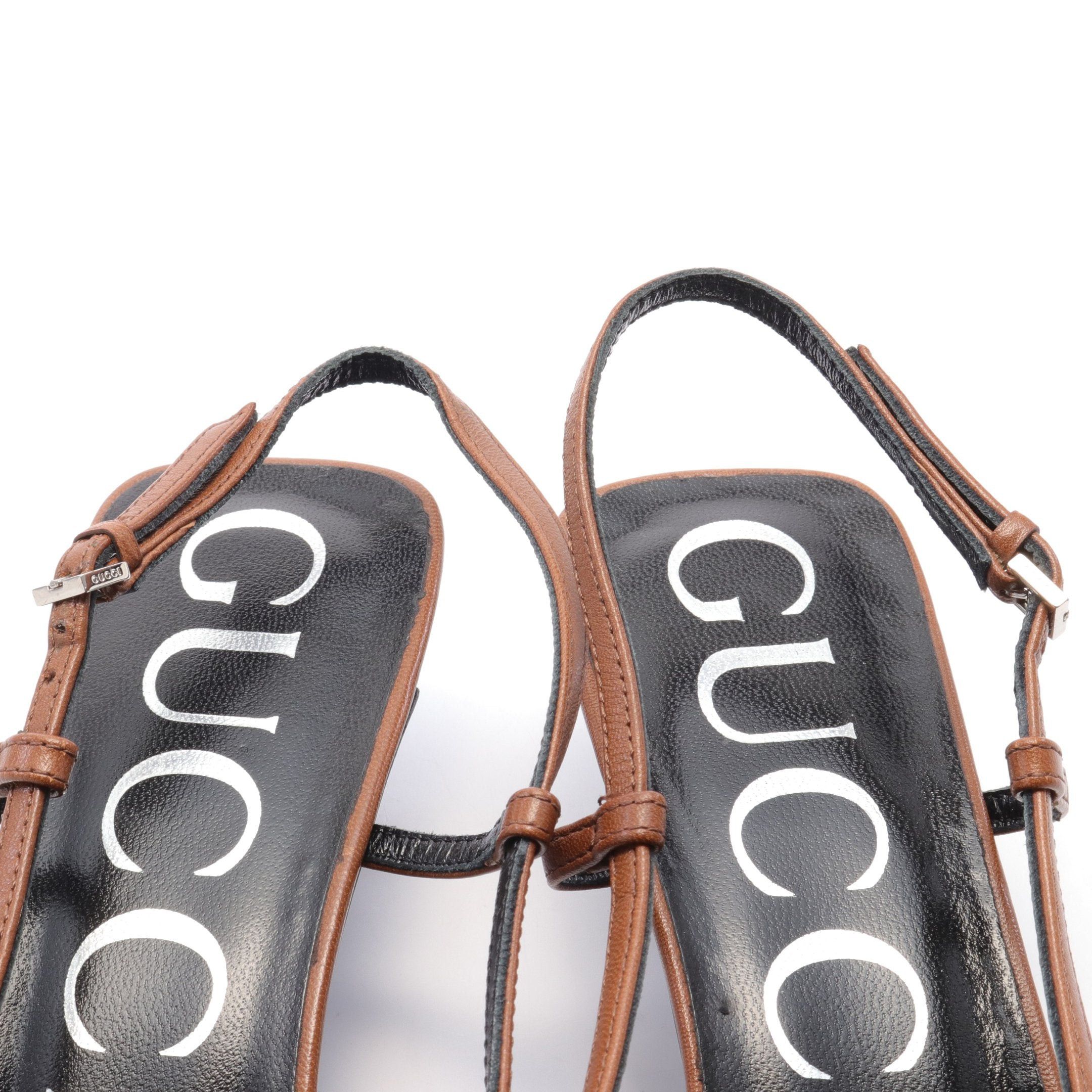 Gucci Gucci Gg Pattern Pumps Canvas Leather Rhinestone Beige Brown Size ONE SIZE - 8 Thumbnail