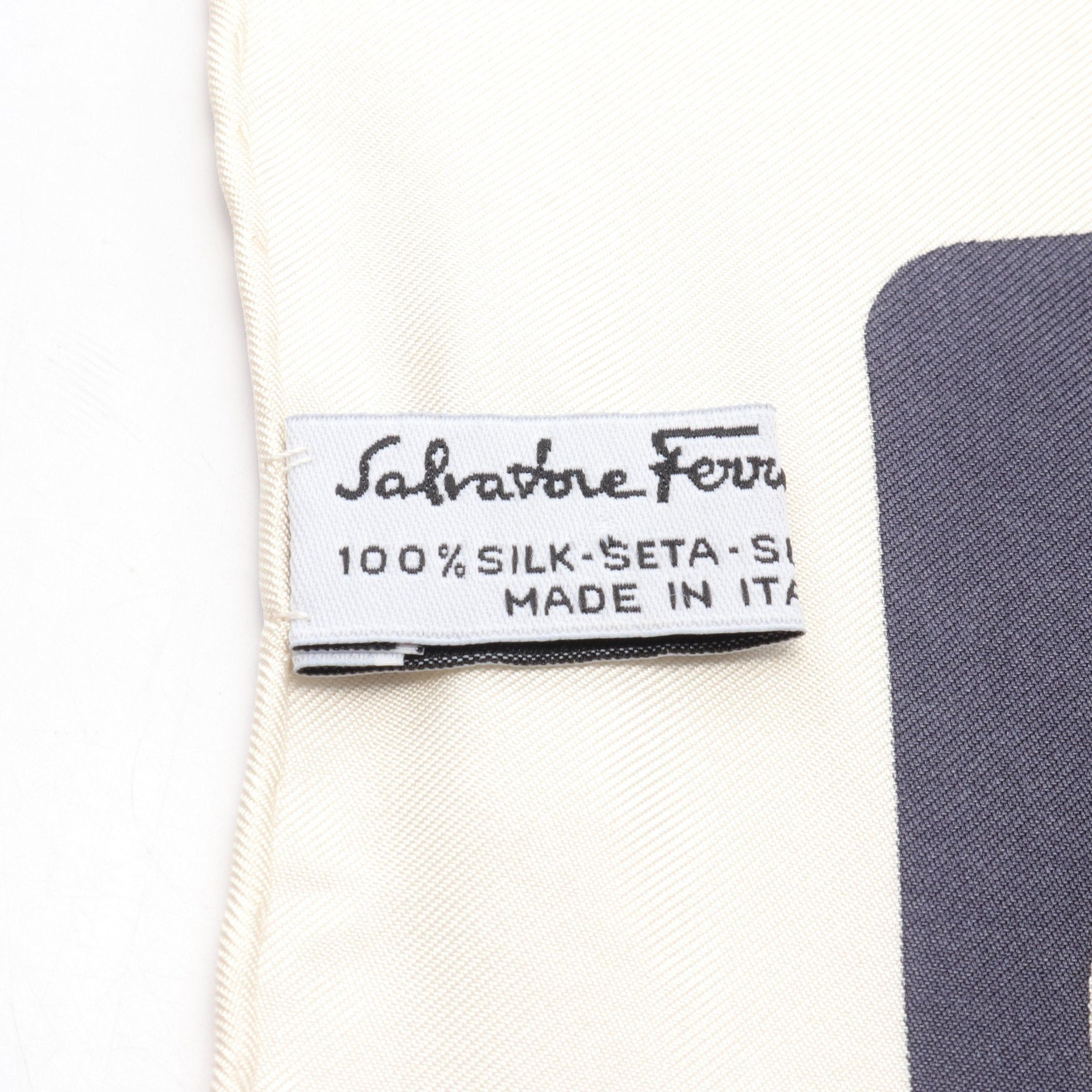 Salvatore Ferragamo Salvatore Ferragamo Scarf Silk Ivory Black Multicolor Size ONE SIZE - 2 Thumbnail