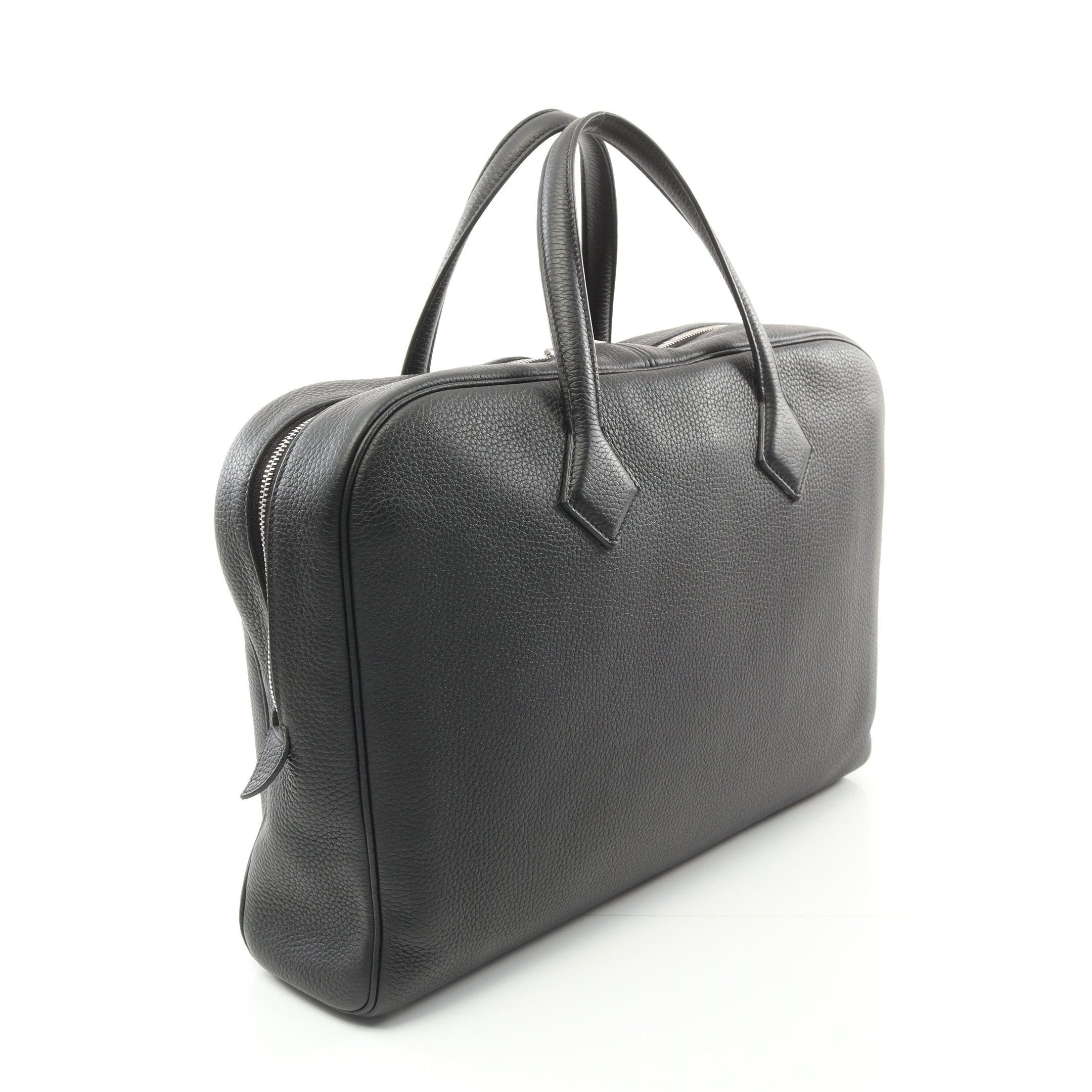 Hermes Hermes Business Bag Briefcase Clemence Leather Black Silver Hardware U Stamp Size ONE SIZE - 2 Thumbnail