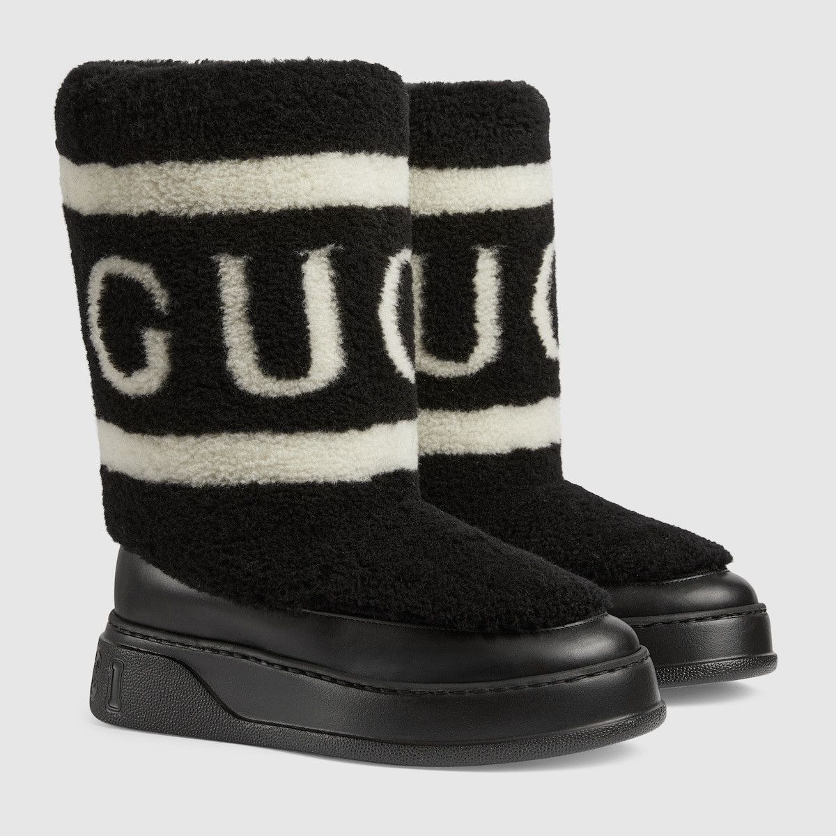 Gucci Shearling Boots in Black and White Size US 10 / IT 40 - 2 Thumbnail