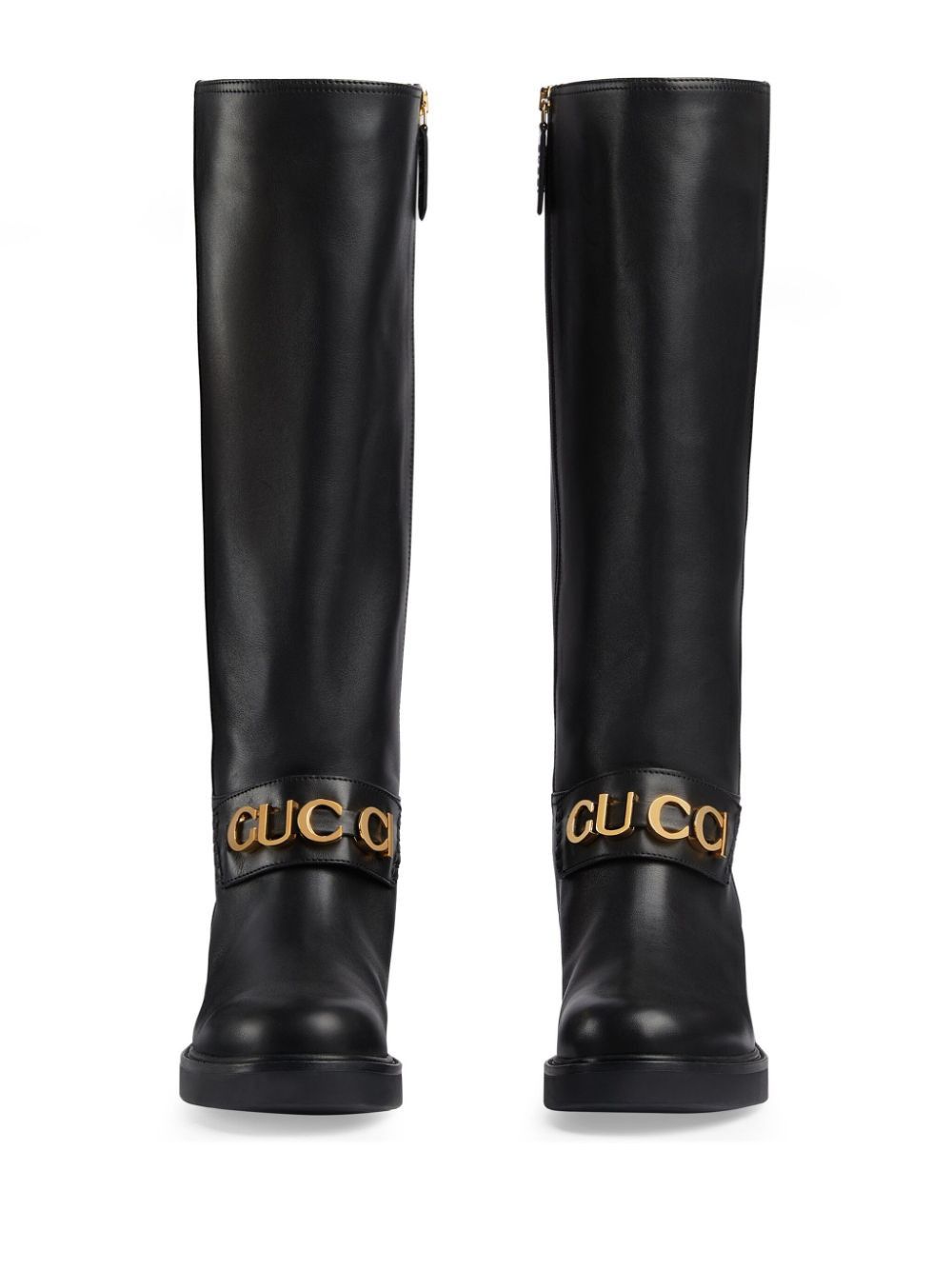 Gucci Metal Logo Leather Knee High Boots Size US 9 / IT 39 - 2 Thumbnail