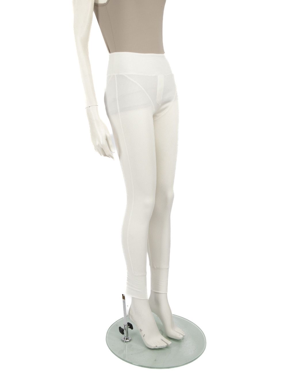 Versace White Ribbed Leggings Size 26" / US 2 / IT 38 - 2 Thumbnail