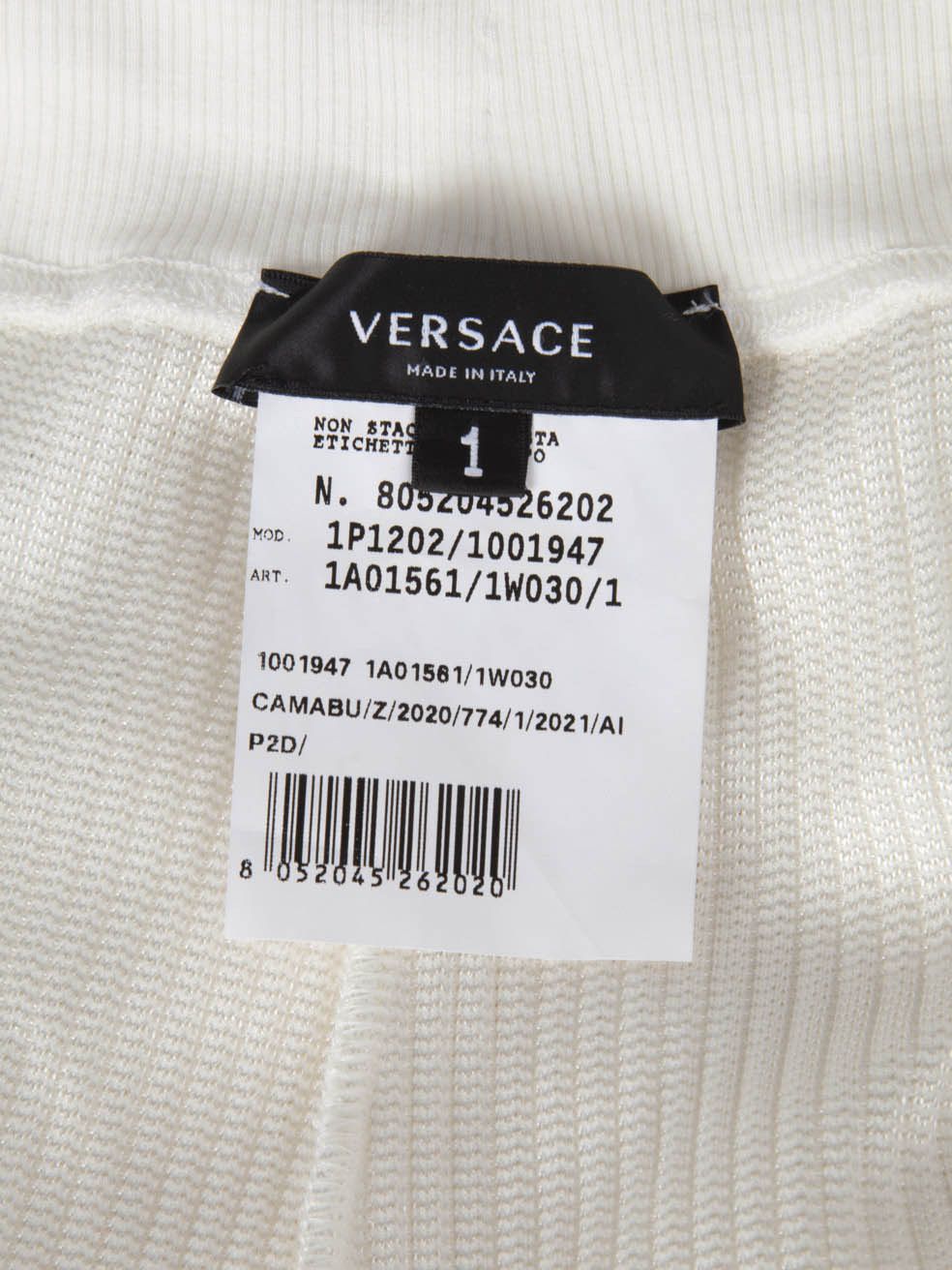 Versace White Ribbed Leggings Size 26" / US 2 / IT 38 - 5 Thumbnail